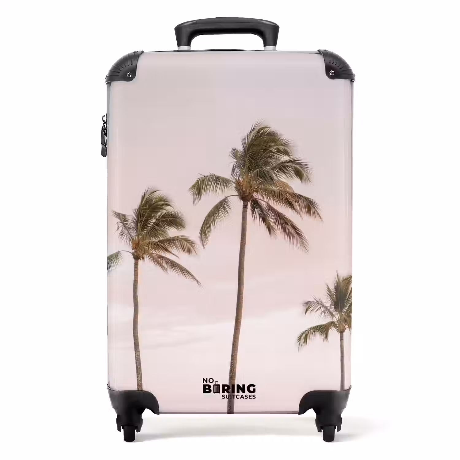 Palmbomen - Zonsondergang - Roze NBS - Handbagage koffer - Volwassenen Unisex middel -productfoto_recht
