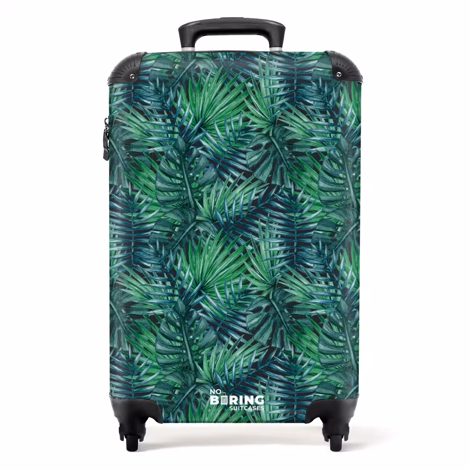 Palm bladeren monstera patroon groen NBS - Handbagage koffer - Volwassenen Unisex middel -productfoto_recht