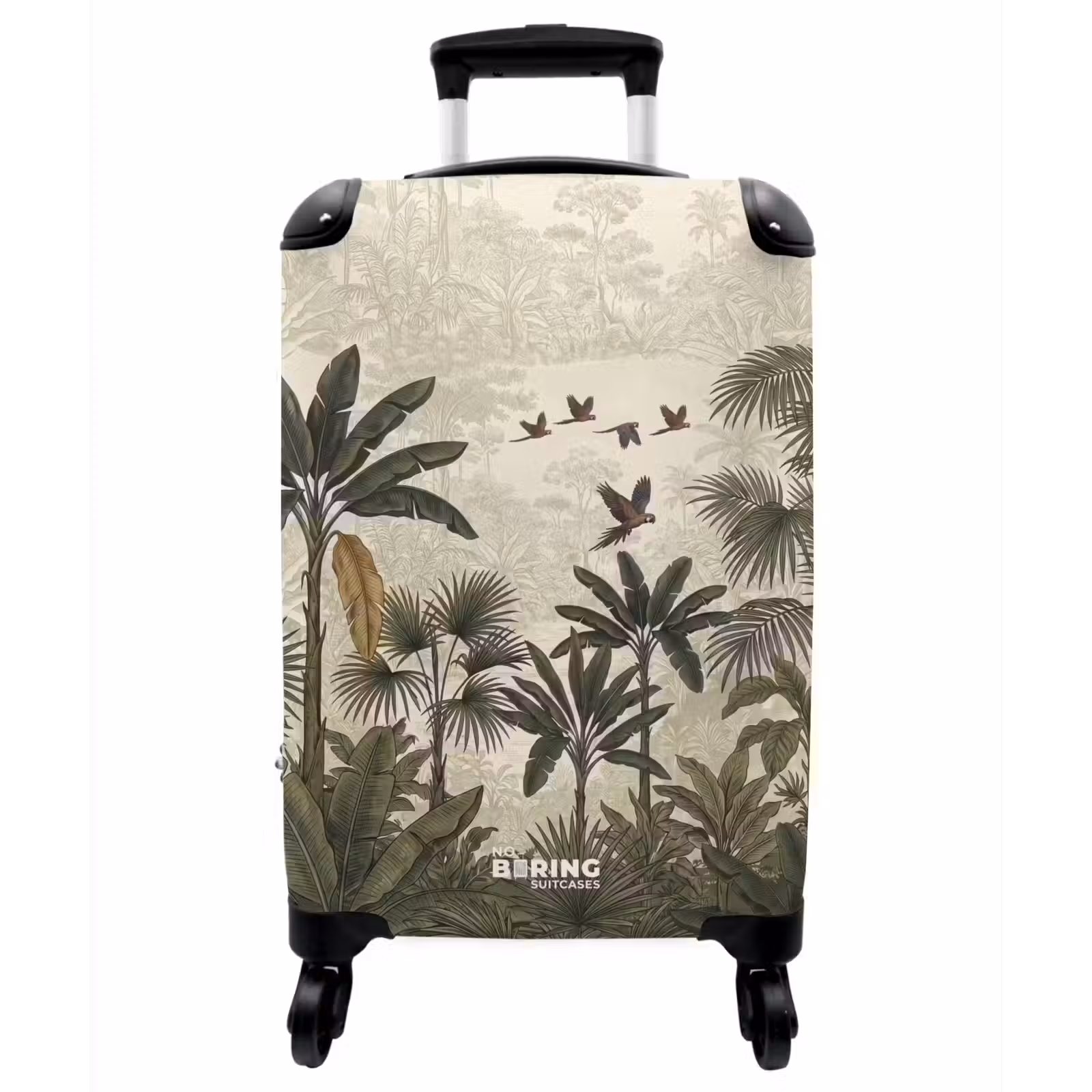 Koffer - Papageien – Dschungel – Tropisch – Grün - Papagaaien - Jungle - Tropisch - Green NBS - Handbagage koffer - Vrouwen middel