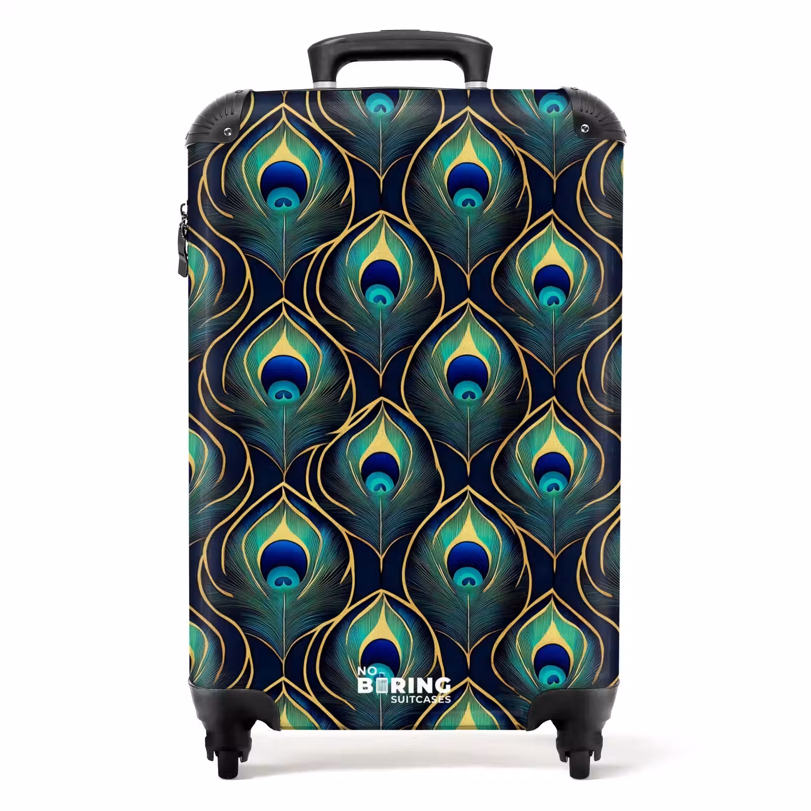 Koffer - Pfau - Federn - Grün - Pauw - Veren - Groen NBS - Handbagage koffer - Volwassenen Unisex middel