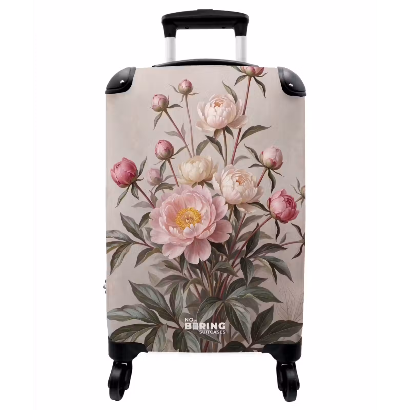 Koffer - Pfingstrosen – Blumenstrauß – Rosa - Pioenrozen - Boeket - Roze NBS - Handbagage koffer - Vrouwen middel