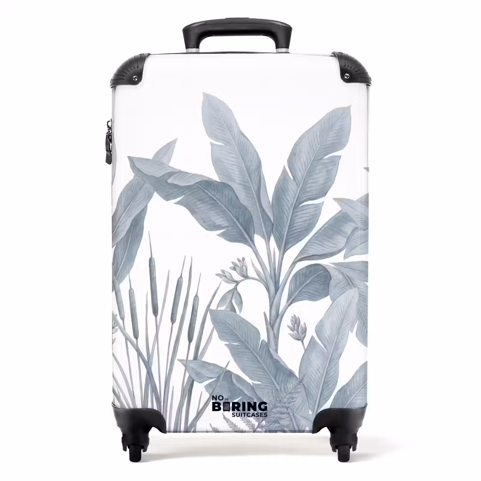 Koffer - Pflanzen – Blätter – Natur – Grau - Planten - Bladeren - Natuur - Grijs NBS - Handbagage koffer - Volwassenen Unisex middel