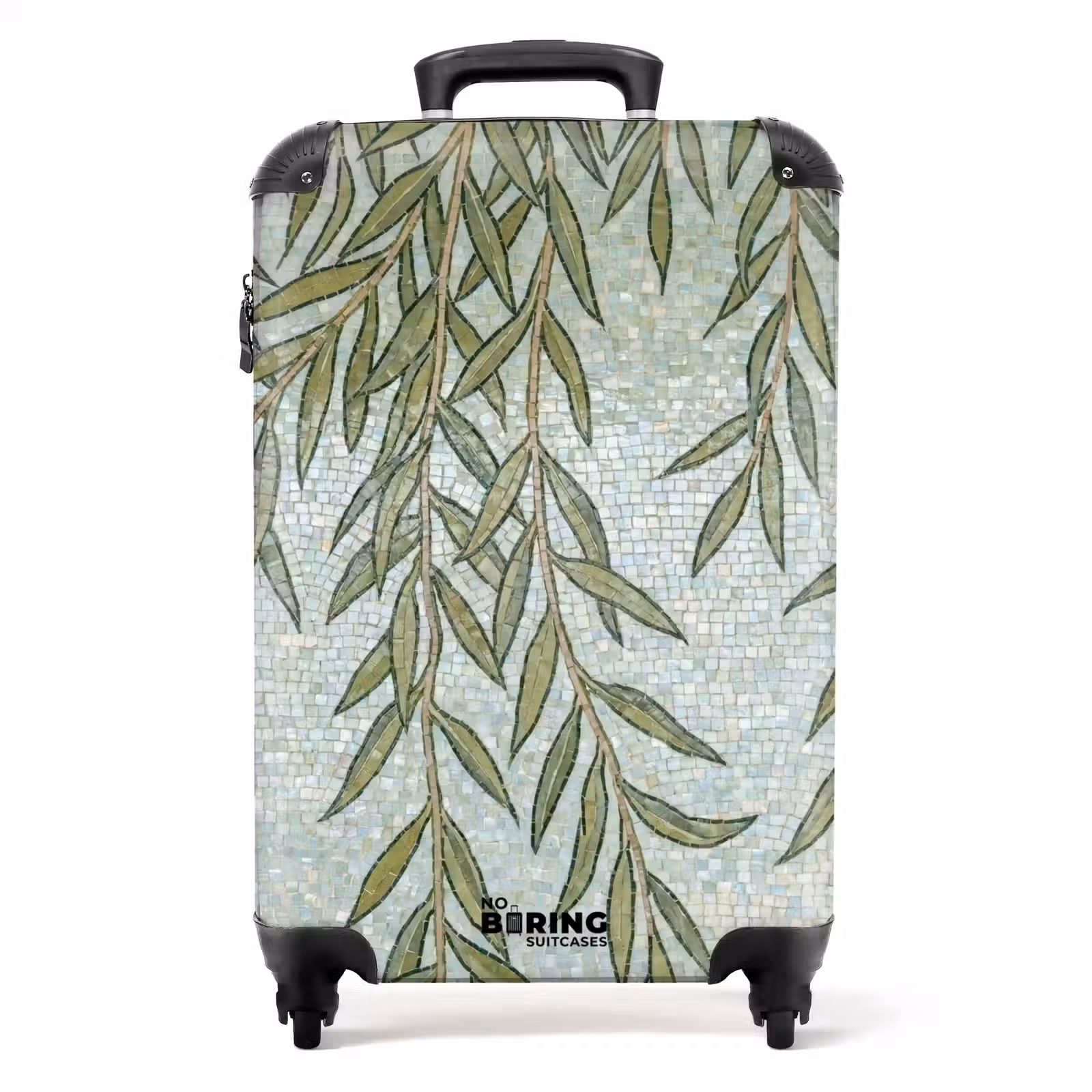 Koffer - Pflanzen – Mosaik – Muster – Grün – Blau - Planten - Mozaïek - Patroon - Groen - Blauw NBS - Handbagage koffer - Volwassenen Unisex middel