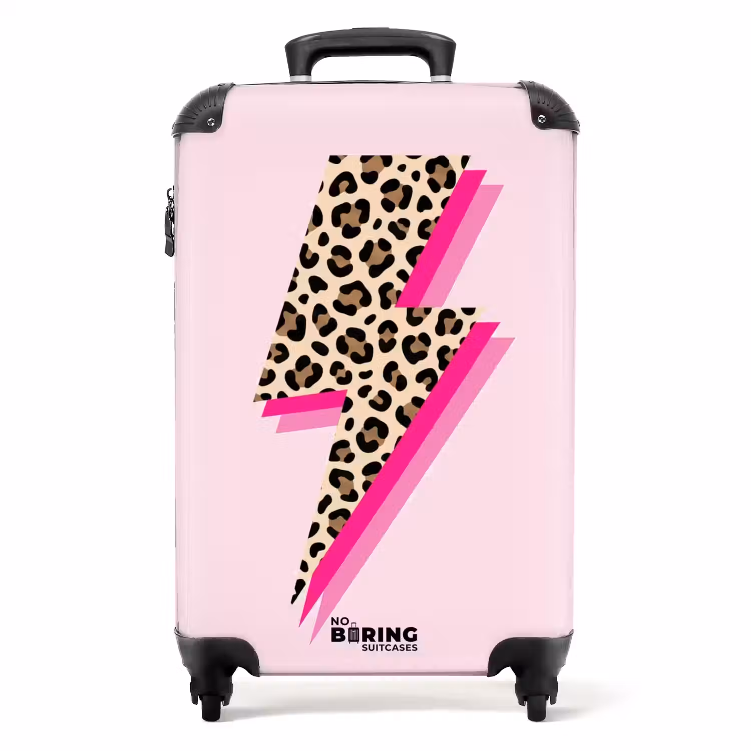Stippen - Roze - Bliksem NBS - Handbagage koffer - Volwassenen Unisex middel -productfoto_recht