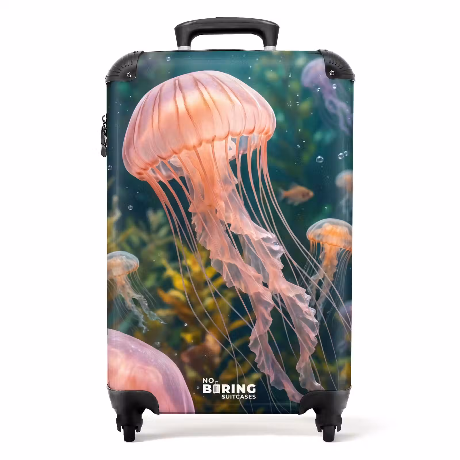 Koffer - Qualle – Rosa – Unterwasser – Meeresleben – Tiere - Kwal - Roze - Onderwater - Zeeleven - Dieren NBS - Handbagage koffer - Volwassenen Unisex middel