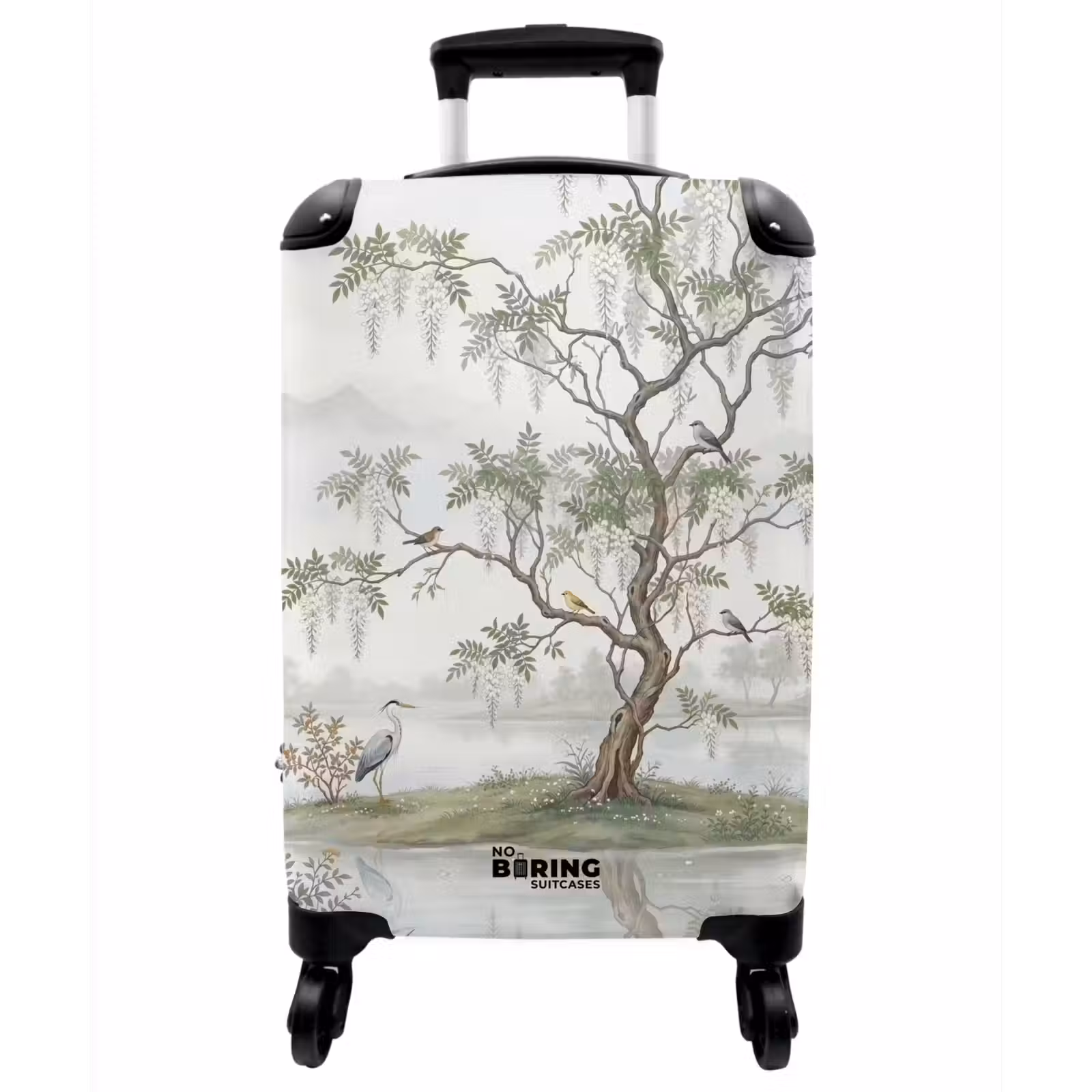 Koffer - Reiher – Landschaft – Grün - Reiger - Landschap - Groen NBS - Handbagage koffer - Vrouwen middel