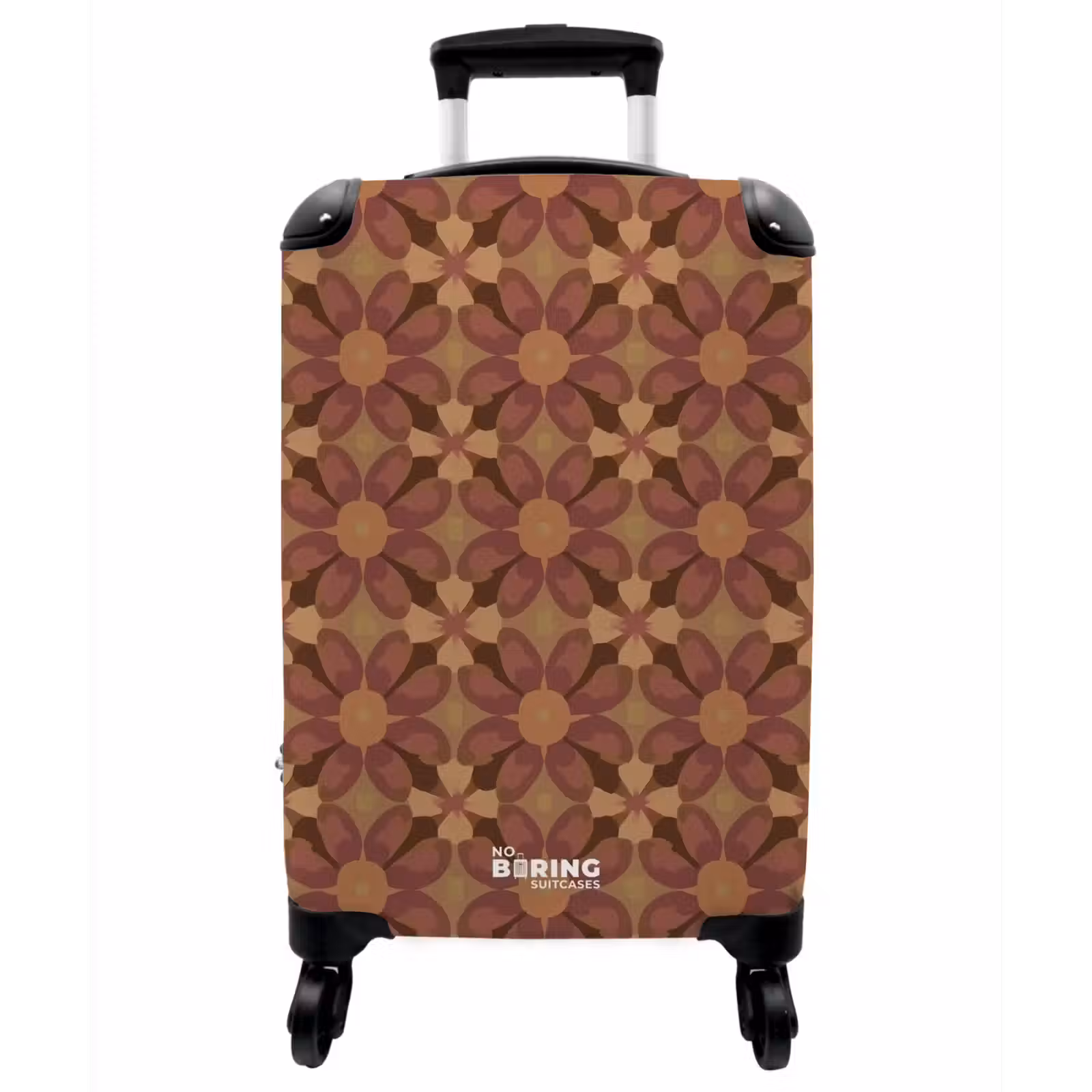 Koffer - Retro – Blumen – Braun - Retro - Bloemen - Bruin NBS - Handbagage koffer - Vrouwen middel