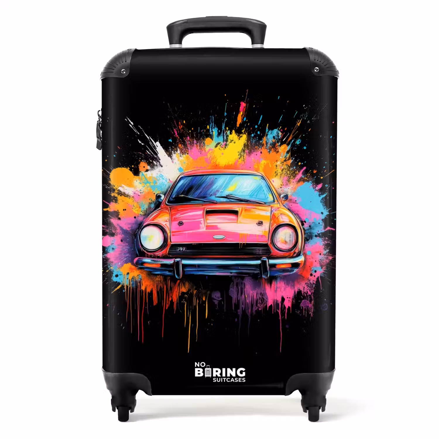 Roze auto met kleurrijke verf NBS - Handbagage koffer - Unisex middel -productfoto_recht