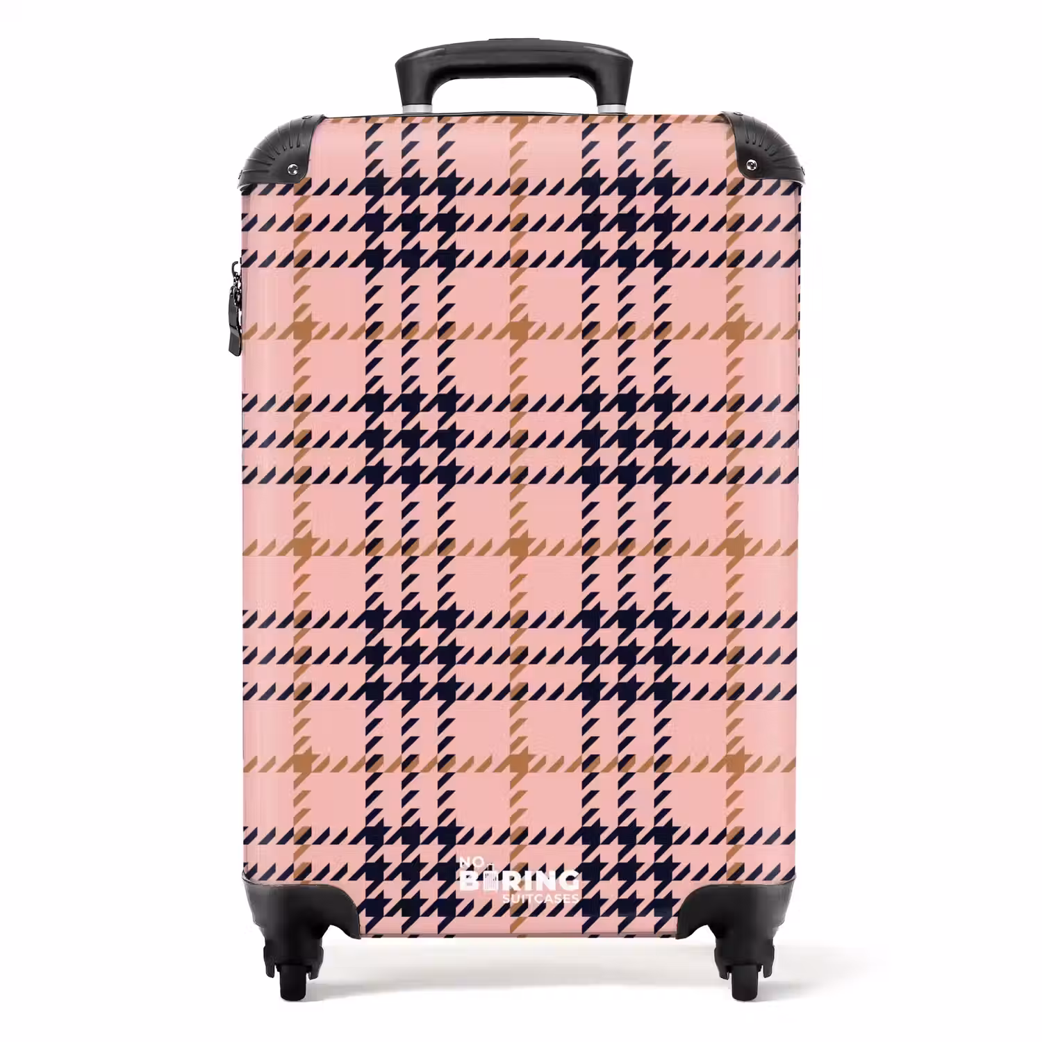 Roze geruite ruitstructuur symmetrisch NBS - Handbagage koffer - Kinderen Unisex middel -productfoto_recht