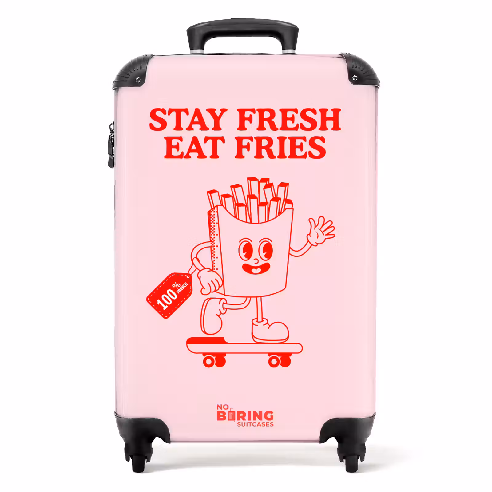 Koffer - Rosa – Pommes – Rot - Roze - Patat - Rood NBS - Handbagage koffer - Volwassenen Unisex middel