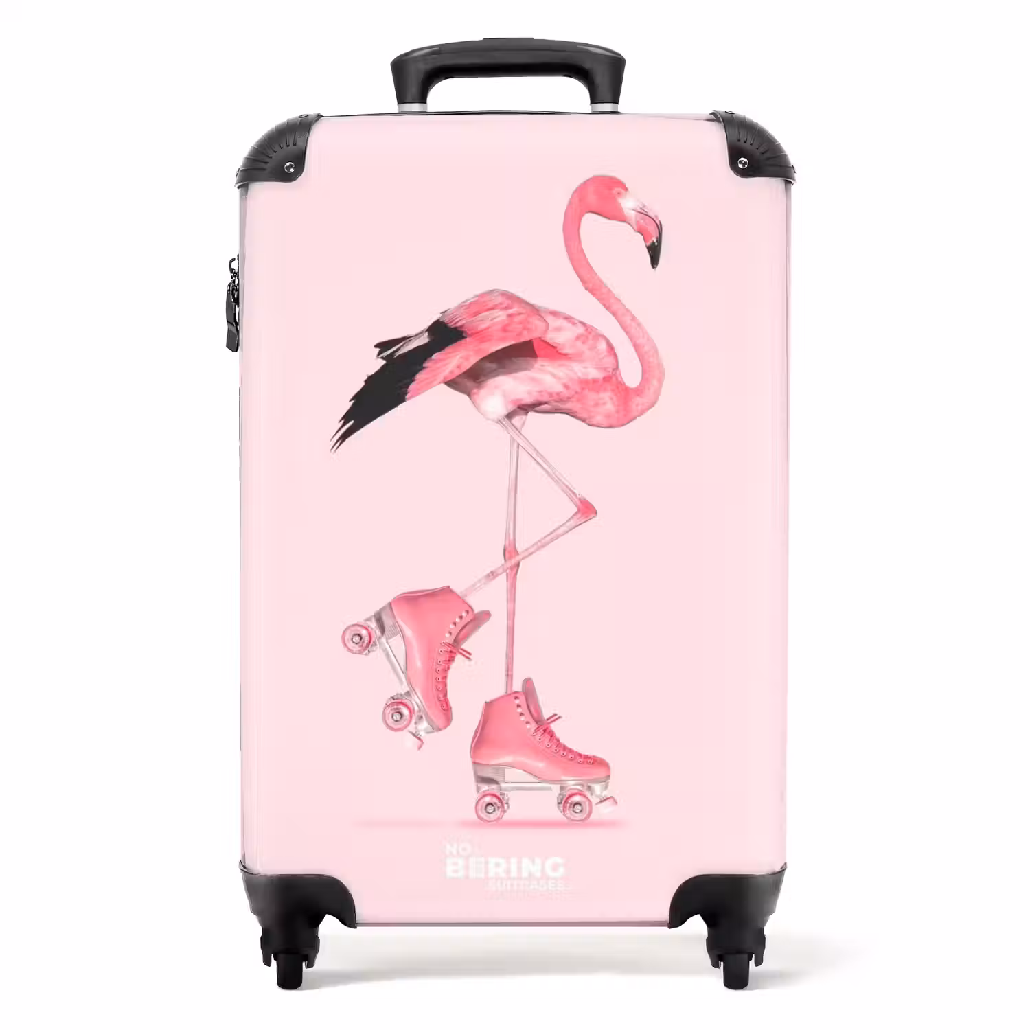 Roze rollerflamingo NBS - Handbagage koffer - Unisex middel -productfoto_recht