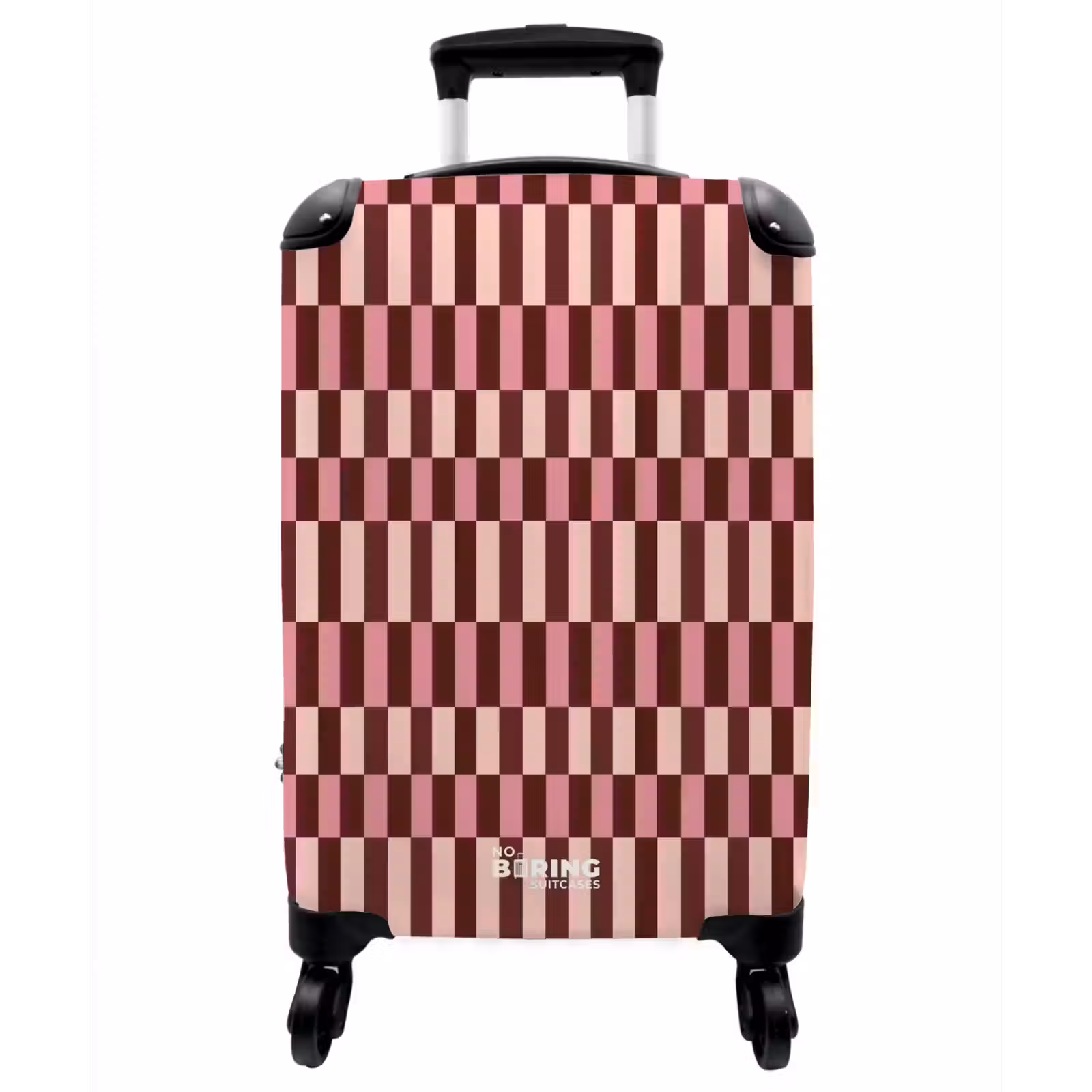 Koffer - Rosa – Rot – Würfel - Roze - Rood - Blokjes NBS - Handbagage koffer - Vrouwen middel