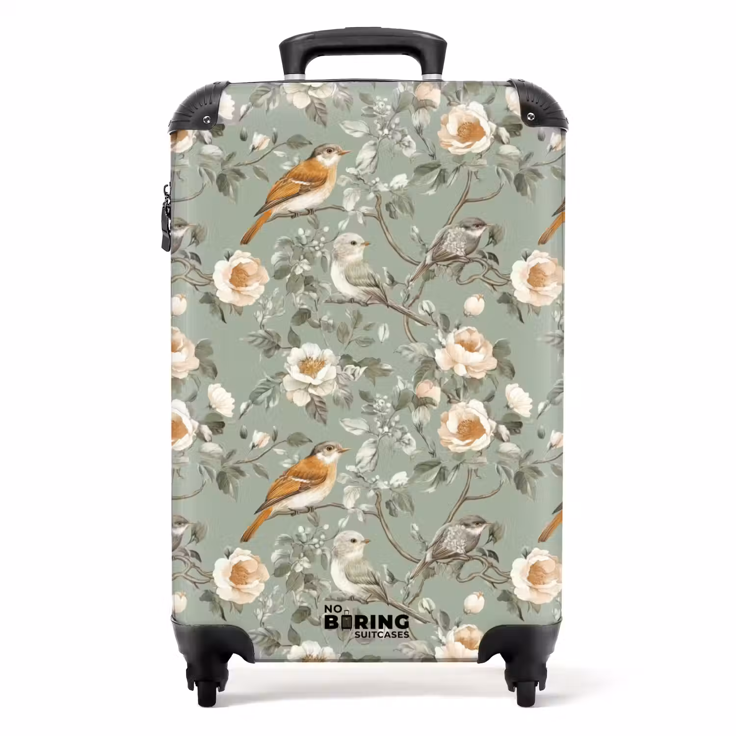 Roze - Vogels - Kleurrijk NBS - Handbagage koffer - Volwassenen Unisex middel -productfoto_recht