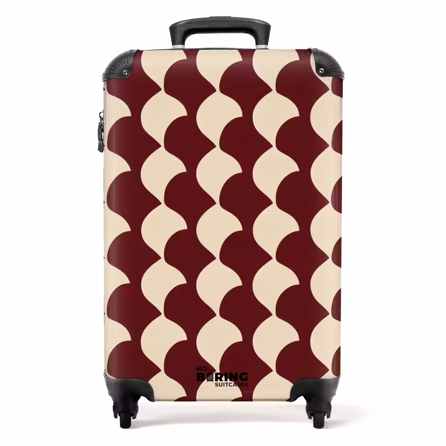 Rood - Tegelpatroon - Crème NBS - Handbagage koffer - Volwassenen Unisex middel -productfoto_recht