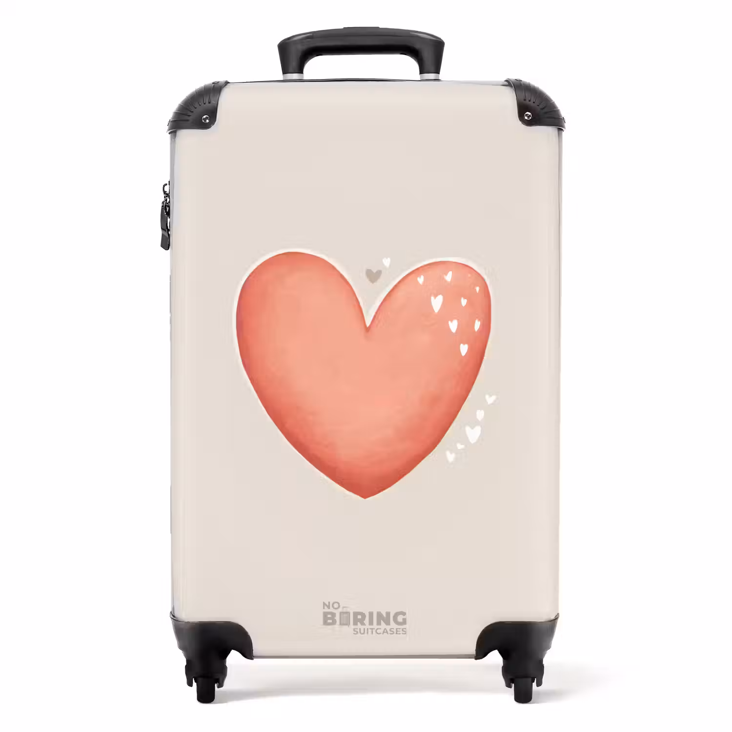 Rood hart op een beige achtergrond NBS - Handbagage koffer - Volwassenen Unisex middel -productfoto_recht