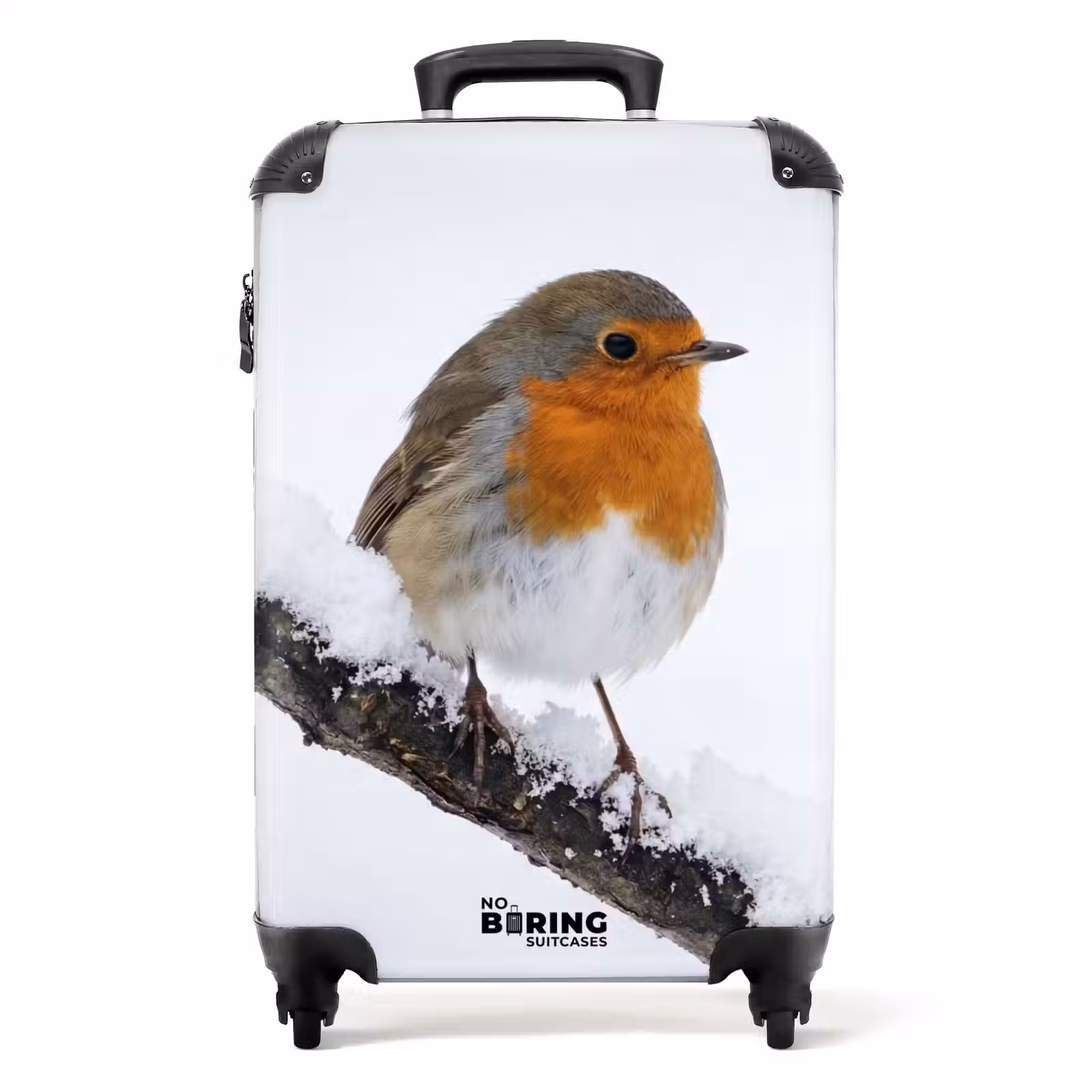 Koffer - Rotkehlchen – Ast – Schnee – Winter – Lebhaft - Roodborstje - Tak - Sneeuw - Winter - Levendig NBS - Handbagage koffer - Volwassenen Unisex middel