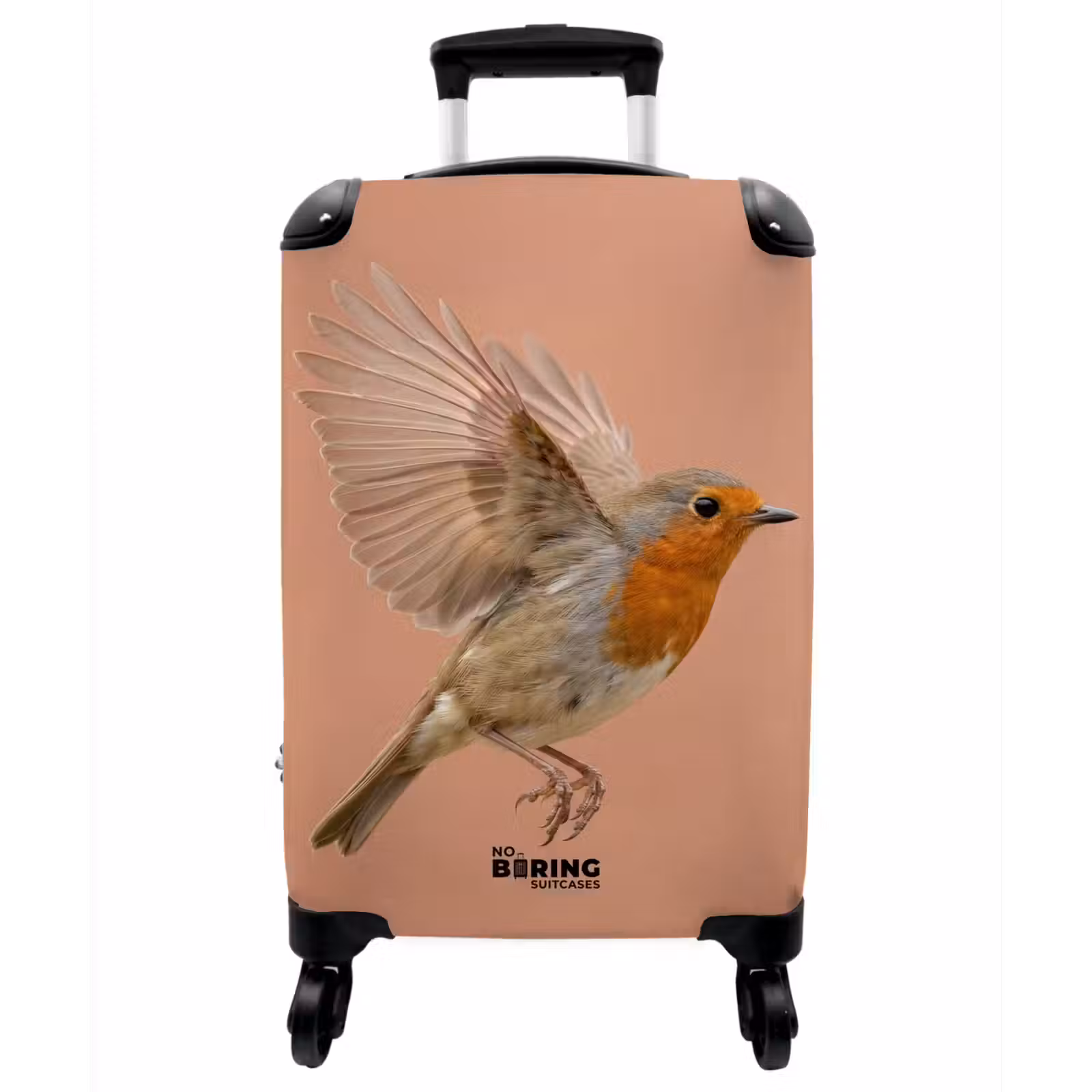 Koffer - Rotkehlchen – Natur – Rosa - Roodborst - Natuur - Roze NBS - Handbagage koffer - Vrouwen middel