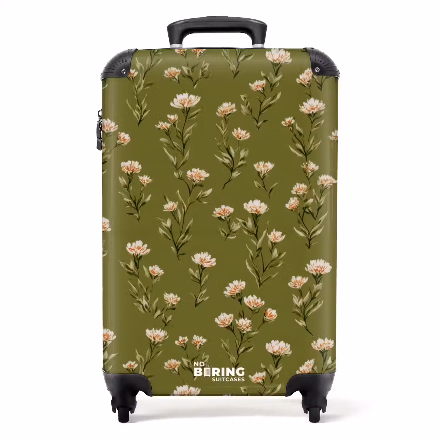 Landelijk - Bloemen - Groen NBS - Handbagage koffer - Volwassenen Unisex middel -productfoto_recht