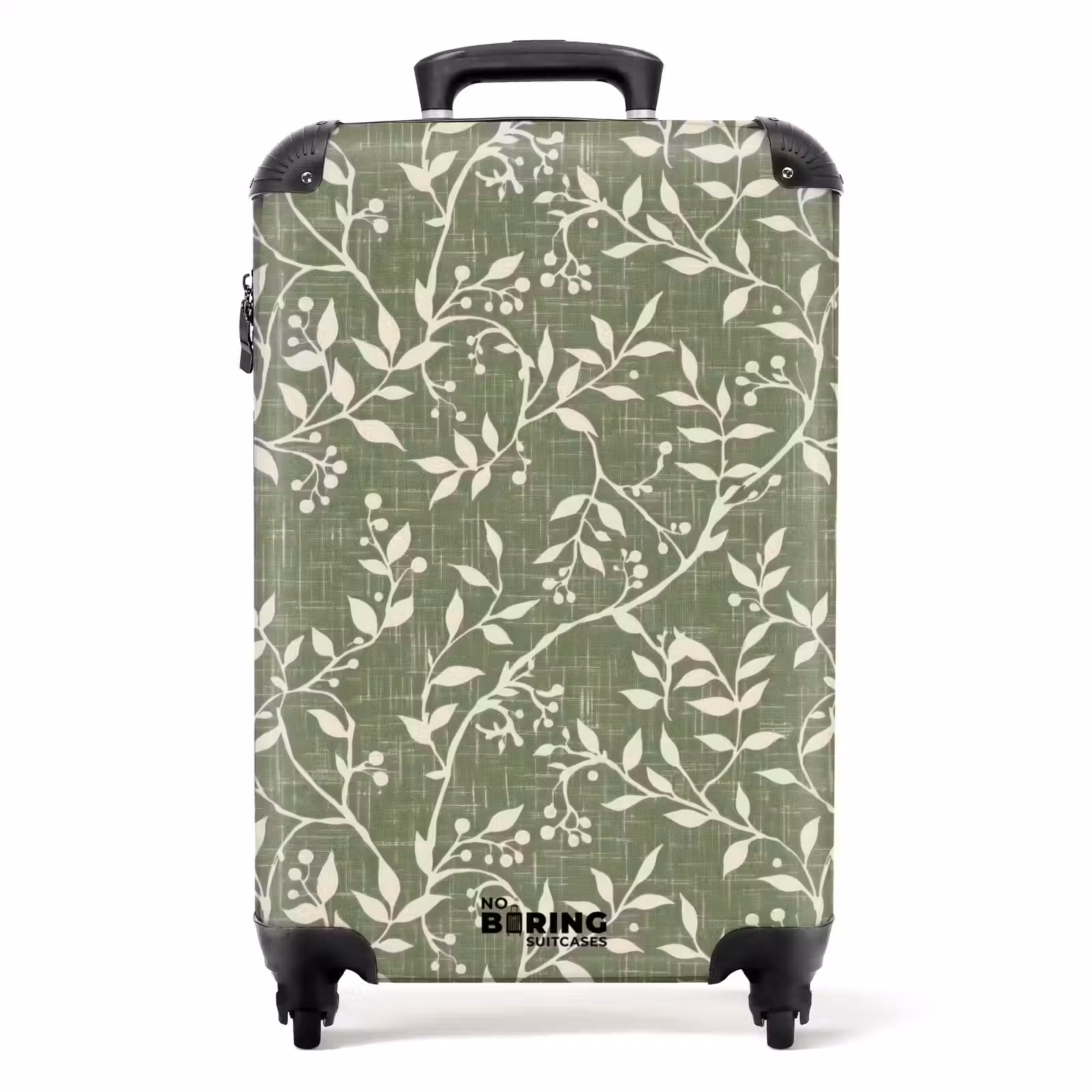 Koffer - Salbeigrün – Botanisch – Zweige – Beeren – Leinen – Muster - Saliegroen - Botanisch - Takken - Besjes - Linnen - Patroon NBS - Handbagage koffer - Volwassenen Unisex middel