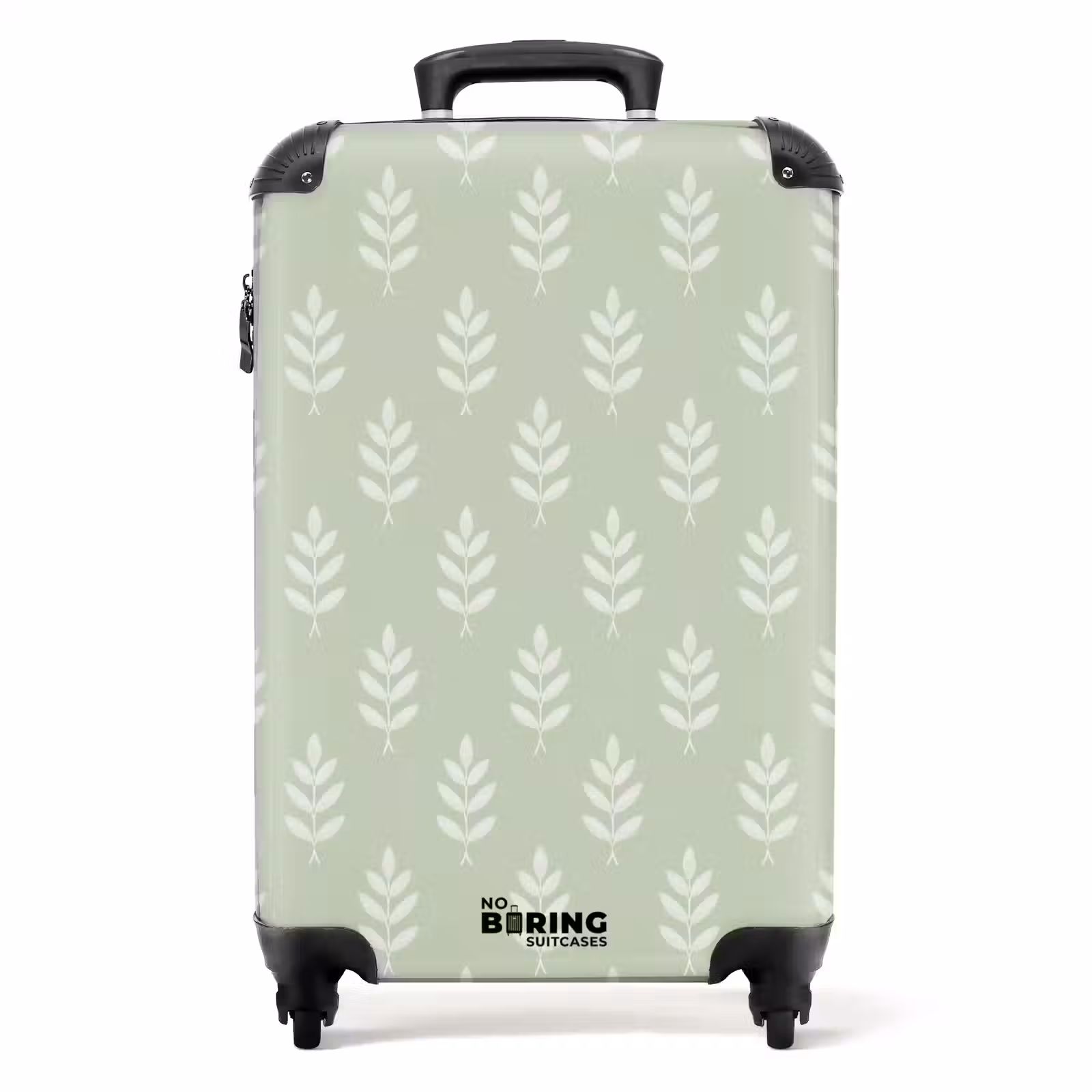 Koffer - Salbeigrün – Botanisch – Zweige – Minimalistisch – Muster - Saliegroen - Botanisch - Takjes - Minimalistisch - Patroon NBS - Handbagage koffer - Volwassenen Unisex middel