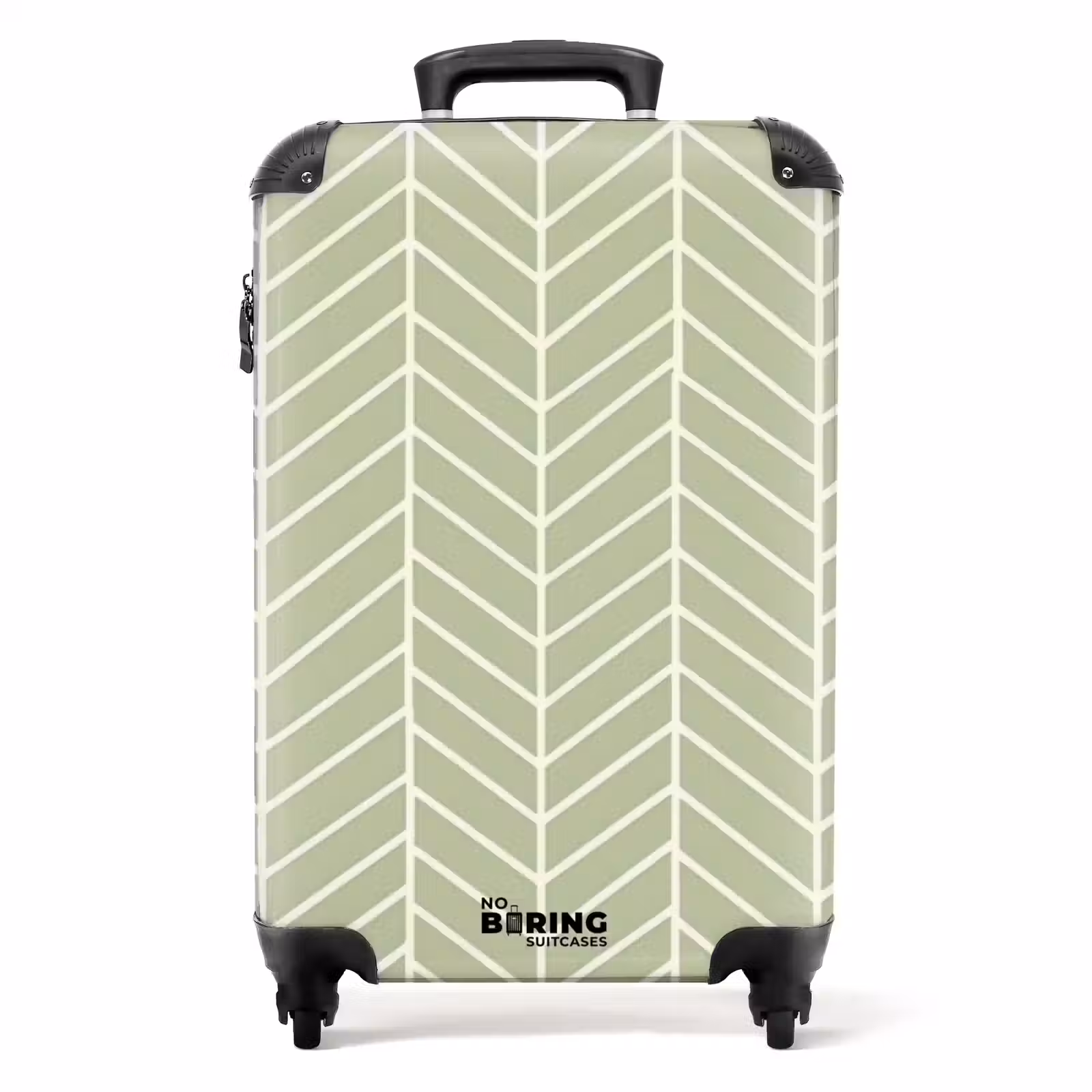 Koffer - Salbeigrün – Fischgrät – Geometrisch – Muster - Saliegroen - Visgraat - Geometrisch - Patroon NBS - Handbagage koffer - Volwassenen Unisex middel