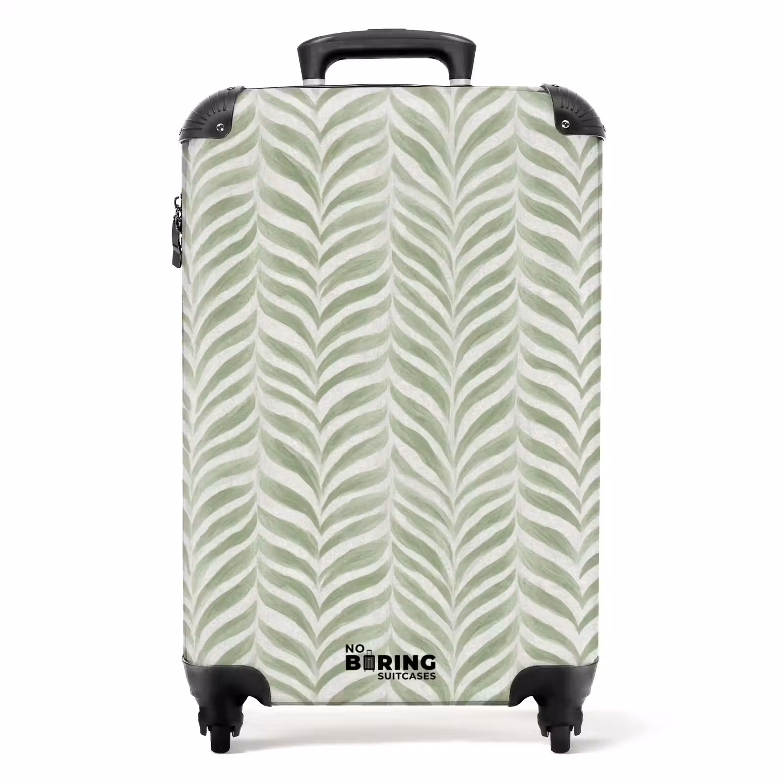 Koffer - Salbeigrün – Fischgrätmuster – Organisch – Pinselstriche – Muster - Saliegroen - Visgraat - Organisch - Penseelstreken - Patroon NBS - Handbagage koffer - Volwassenen Unisex middel