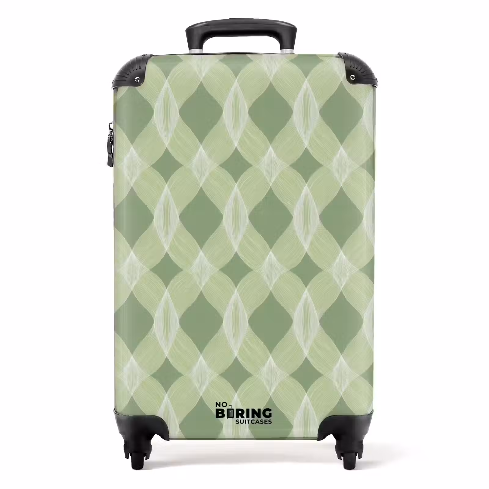 Koffer - Salbeigrün – Geometrisch – Organisch – Gitterwerk – Muster - Saliegroen - Geometrisch - Organisch - Traliewerk - Patroon NBS - Handbagage koffer - Volwassenen Unisex middel