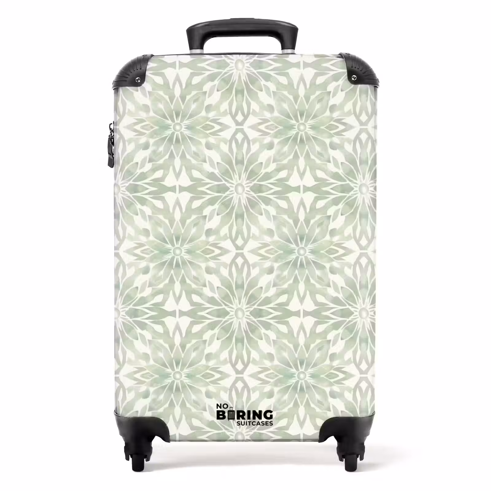 Koffer - Salbeigrün – Symmetrisch – Mandala – Ornament – Muster - Saliegroen - Symmetrisch - Mandala - Ornament - Patroon NBS - Handbagage koffer - Volwassenen Unisex middel