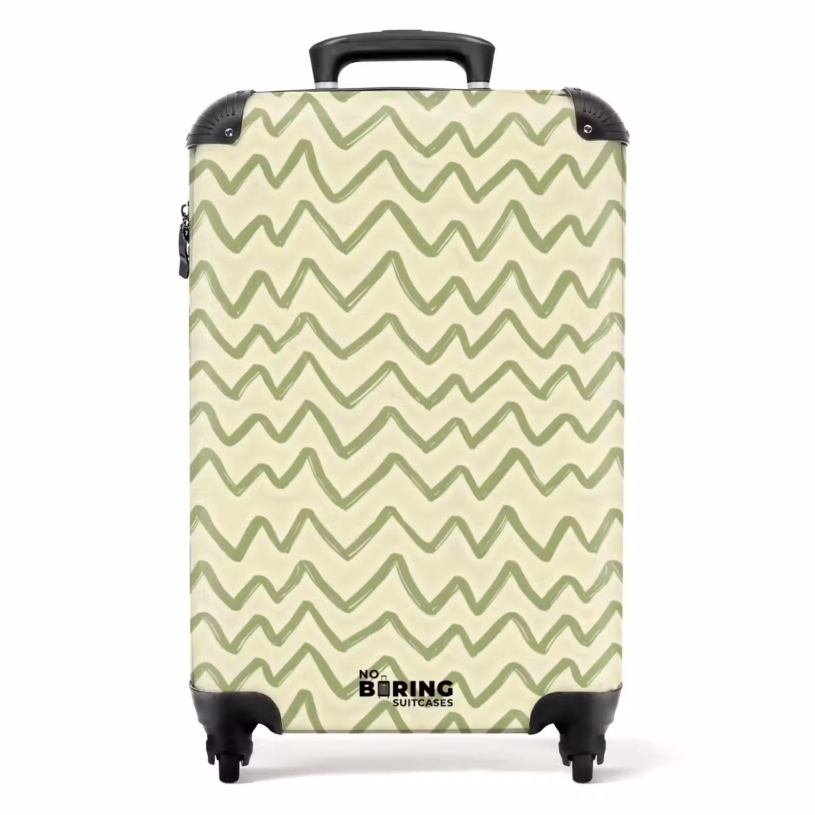 Koffer - Salbeigrün – Zickzack – Handgezeichnet – Muster - Saliegroen - Zigzag - Handgetekend - Patroon NBS - Handbagage koffer - Volwassenen Unisex middel