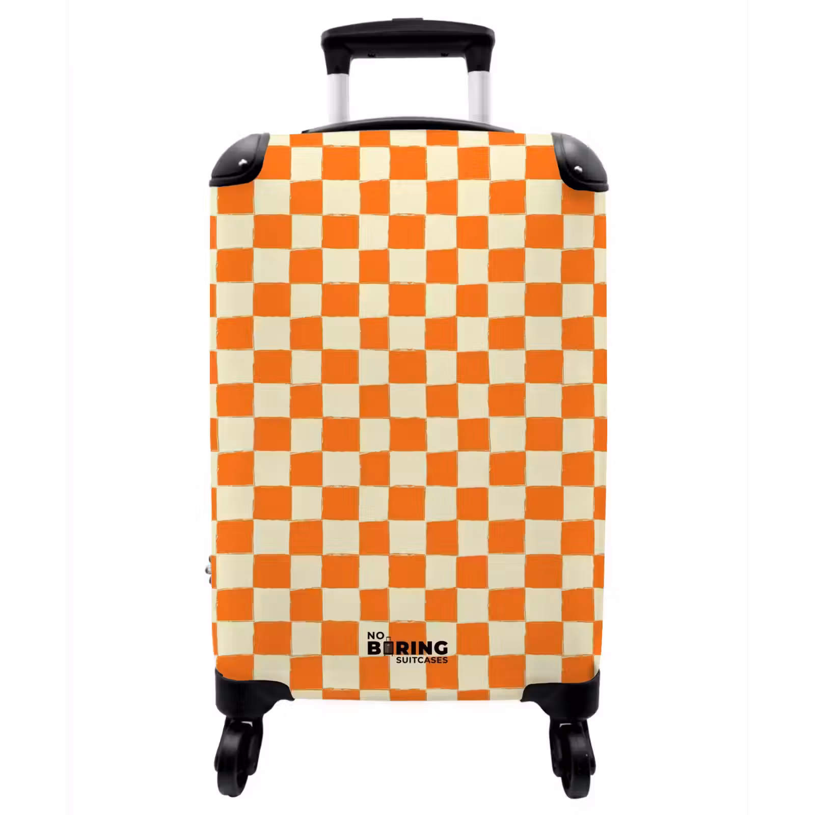 Koffer - Schach – Muster – Orange - Schaak - Patroon - Oranje NBS - Handbagage koffer - Vrouwen middel