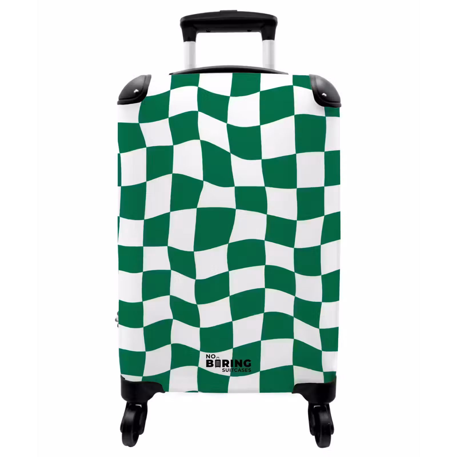 Koffer - Schachbrett – gewellt – grün - Schaakbord - Golvend - Groen NBS - Handbagage koffer - Vrouwen middel
