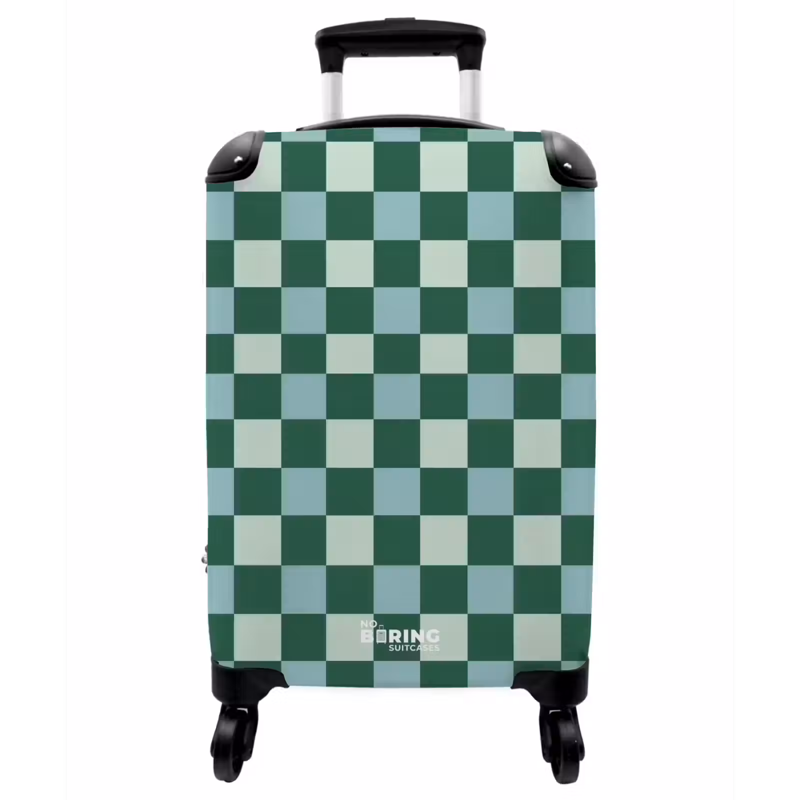 Koffer - Schachbrett – Klassisch – Grün - Schaakbord - Klassiek - Groen NBS - Handbagage koffer - Vrouwen middel