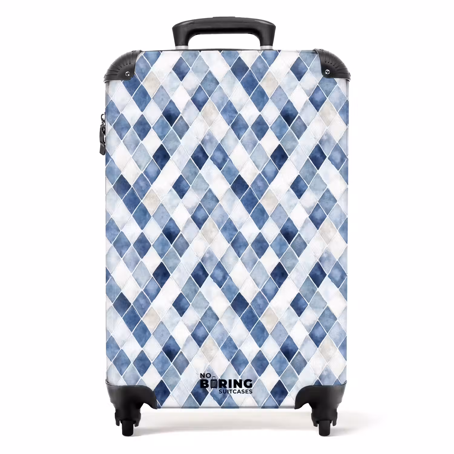Ruit patroon blauw NBS - Handbagage koffer - Volwassenen Unisex middel -productfoto_recht
