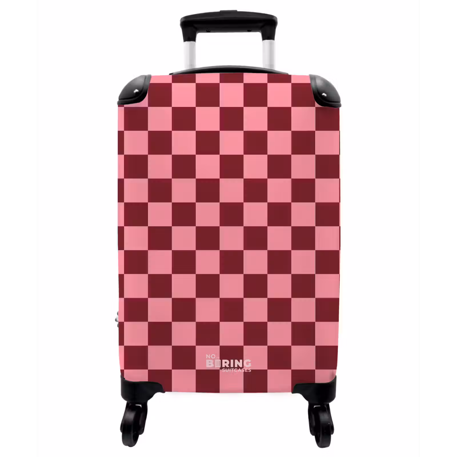 Koffer - Schachbrettmuster – Rot – Rosa - Schaakbordpatroon - Rood - Roze NBS - Handbagage koffer - Vrouwen middel