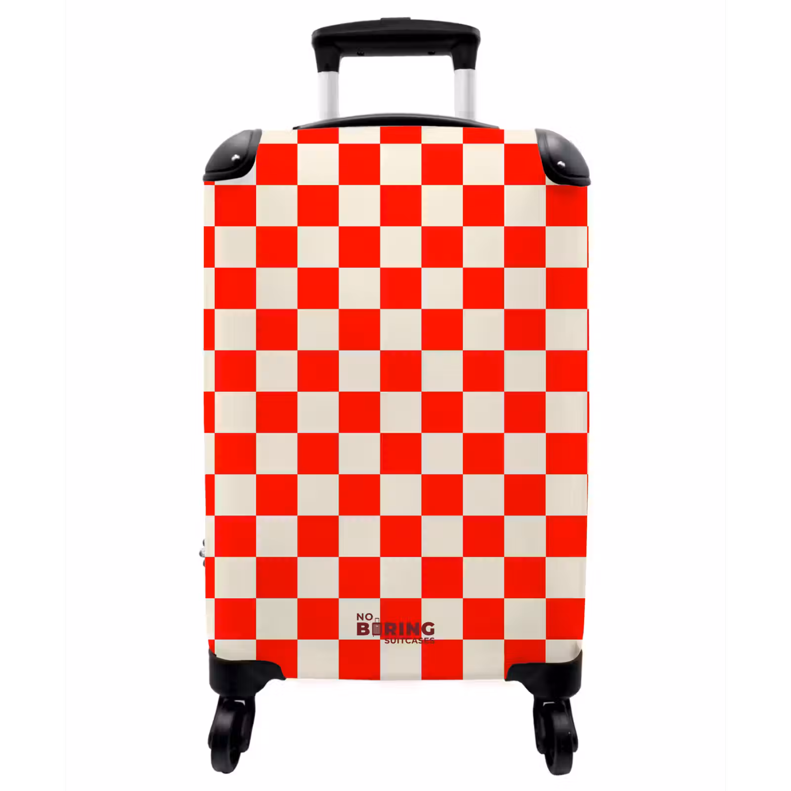 Koffer - Schachbrettmuster – Rot – Weiß - Schaakbordpatroon - Rood - Wit NBS - Handbagage koffer - Vrouwen middel