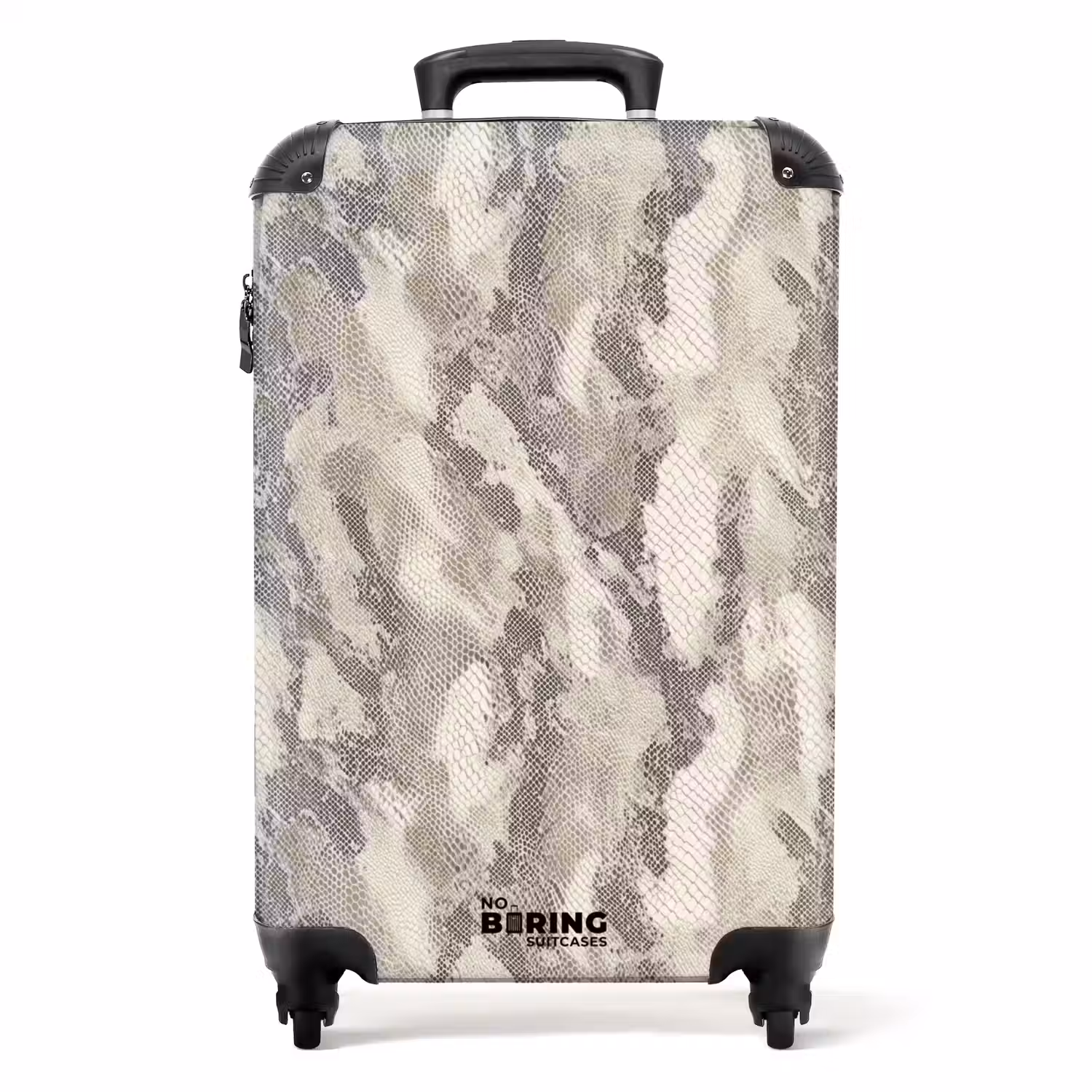 Slang - Patroon - Taupe NBS - Handbagage koffer - Volwassenen Unisex middel -productfoto_recht