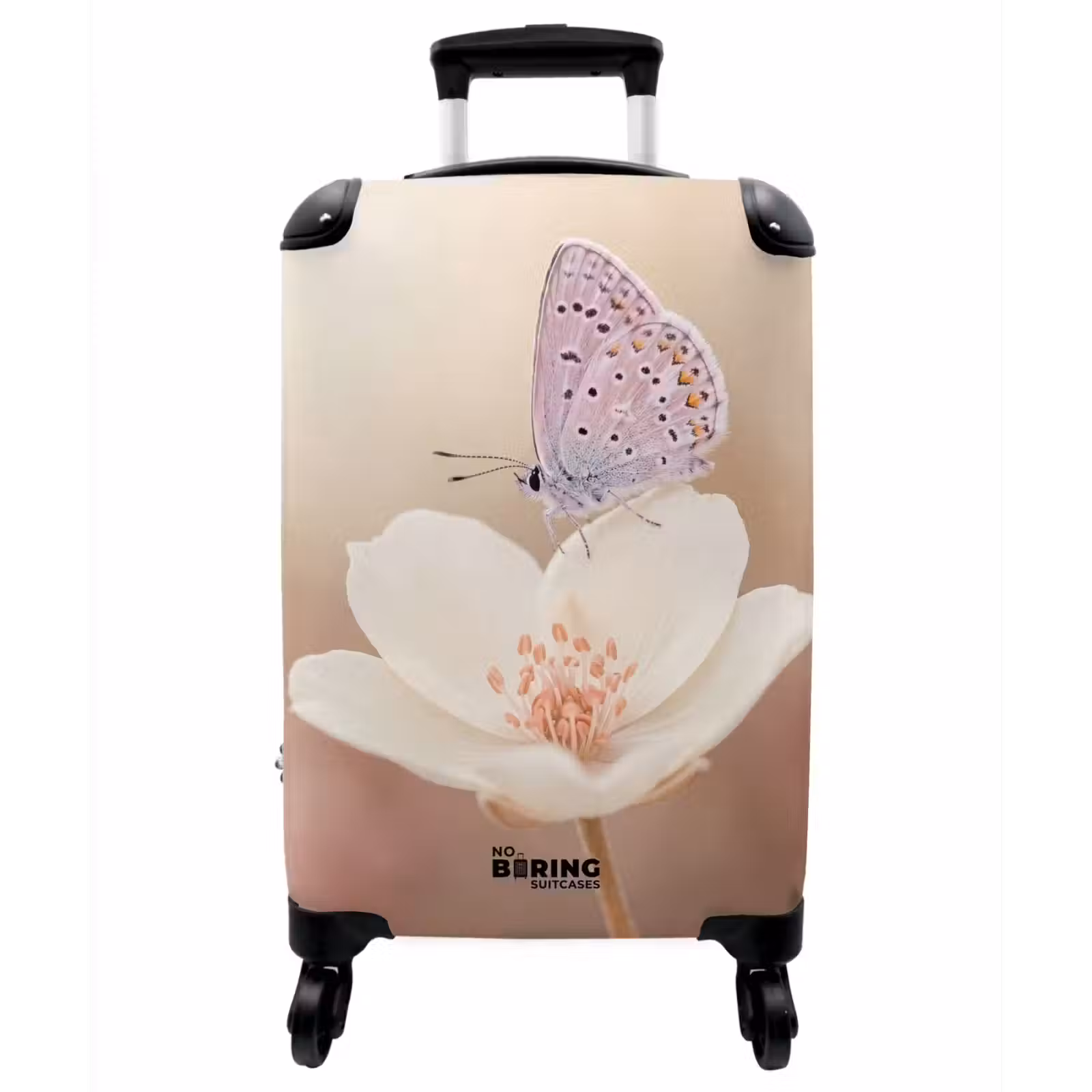 Koffer - Schmetterling – Blume – Blau - Vlinder - Bloem - Blauw NBS - Handbagage koffer - Vrouwen middel