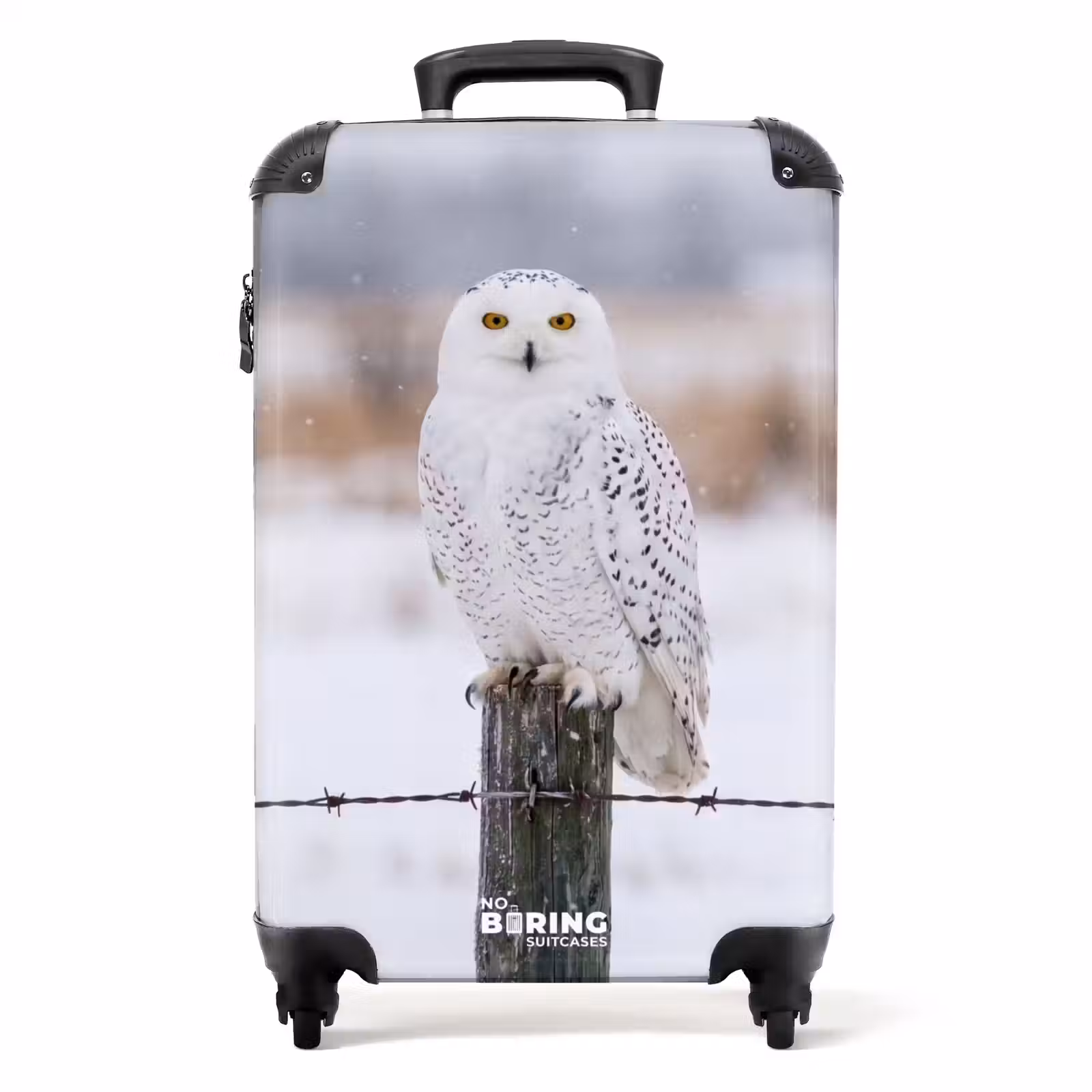 Koffer - Schnee-Eule – Zaun – Schnee – Weiß - Sneeuwuil - Hek - Sneeuw - Wit NBS - Handbagage koffer - Volwassenen Unisex middel
