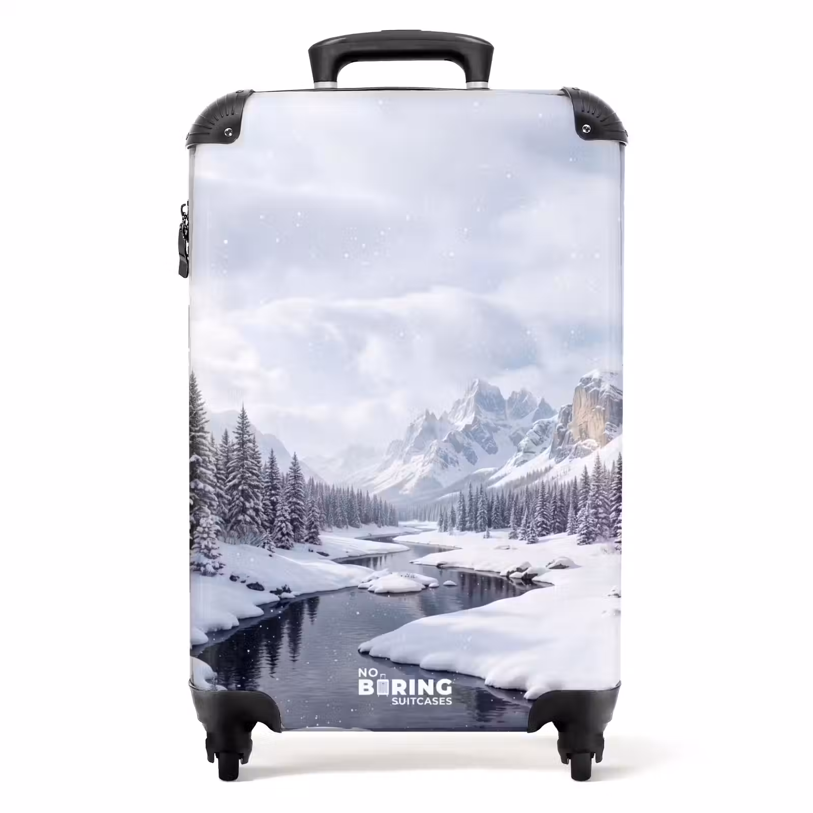 Koffer - Schneelandschaft – Berge – Fluss – Winter - Sneeuwlandschap - Bergen - Rivier - Winter NBS - Handbagage koffer - Volwassenen Unisex middel