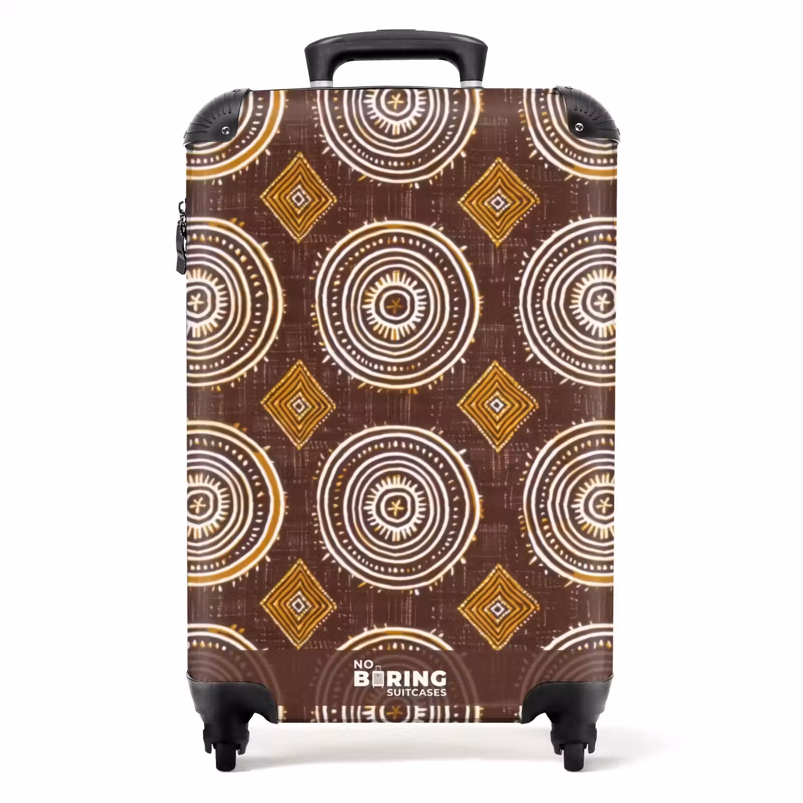 Koffer - Schokoladenbraun – Ethno – Tribal – Kreise – Muster - Chocoladebruin - Etnisch - Tribaal - Cirkels - Patroon NBS - Handbagage koffer - Volwassenen Unisex middel