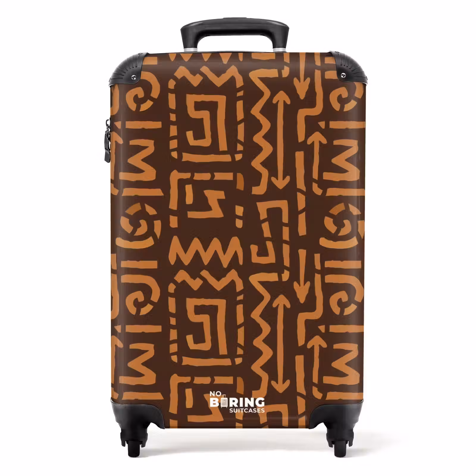 Koffer - Schokoladenbraun – Ethno – Tribal – Symbole - Chocoladebruin - Etnisch - Tribaal - Symbolen NBS - Handbagage koffer - Volwassenen Unisex middel