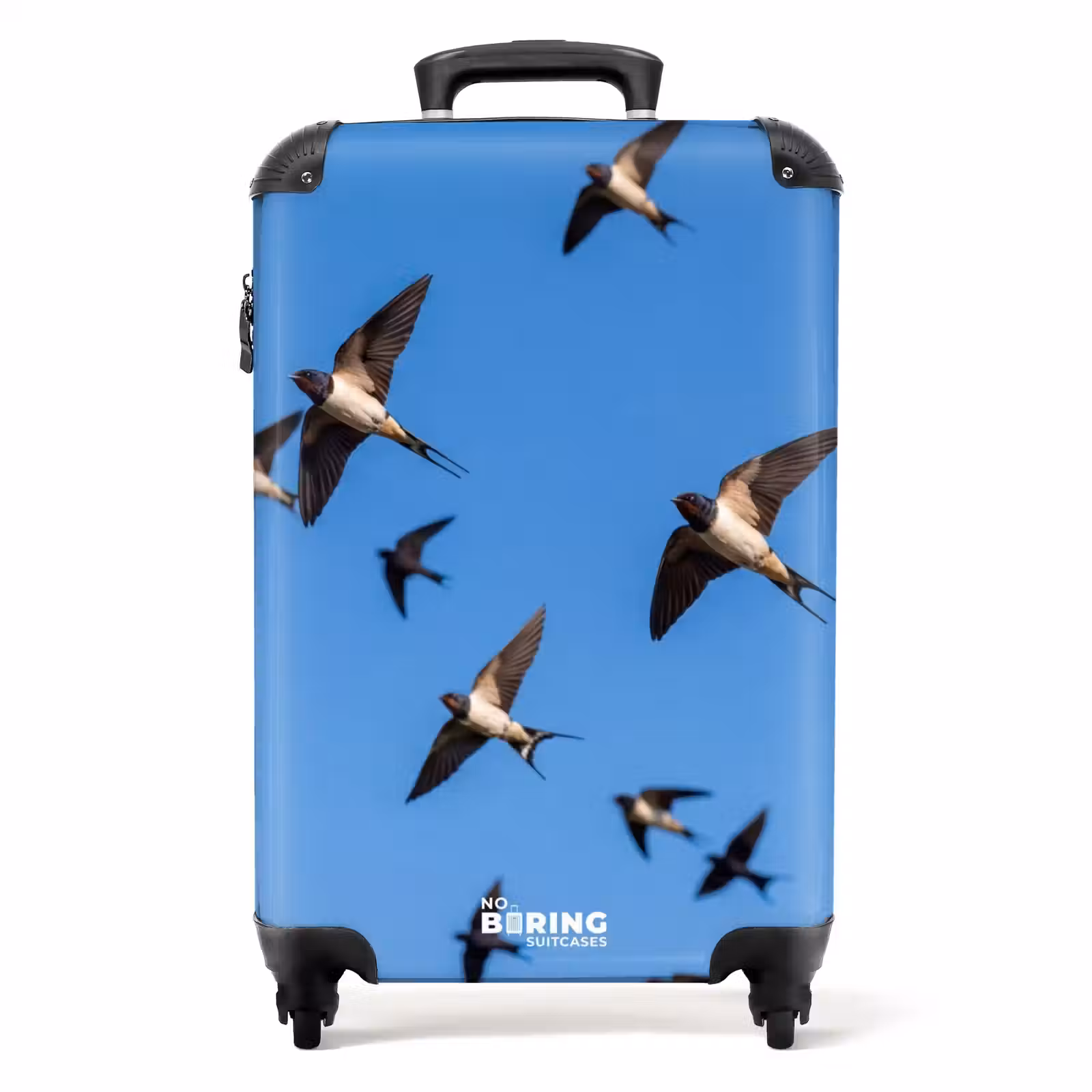 Koffer - Schwalben – Fliegen – Blau - Zwaluwen - Vliegen - Blauw NBS - Handbagage koffer - Volwassenen Unisex middel