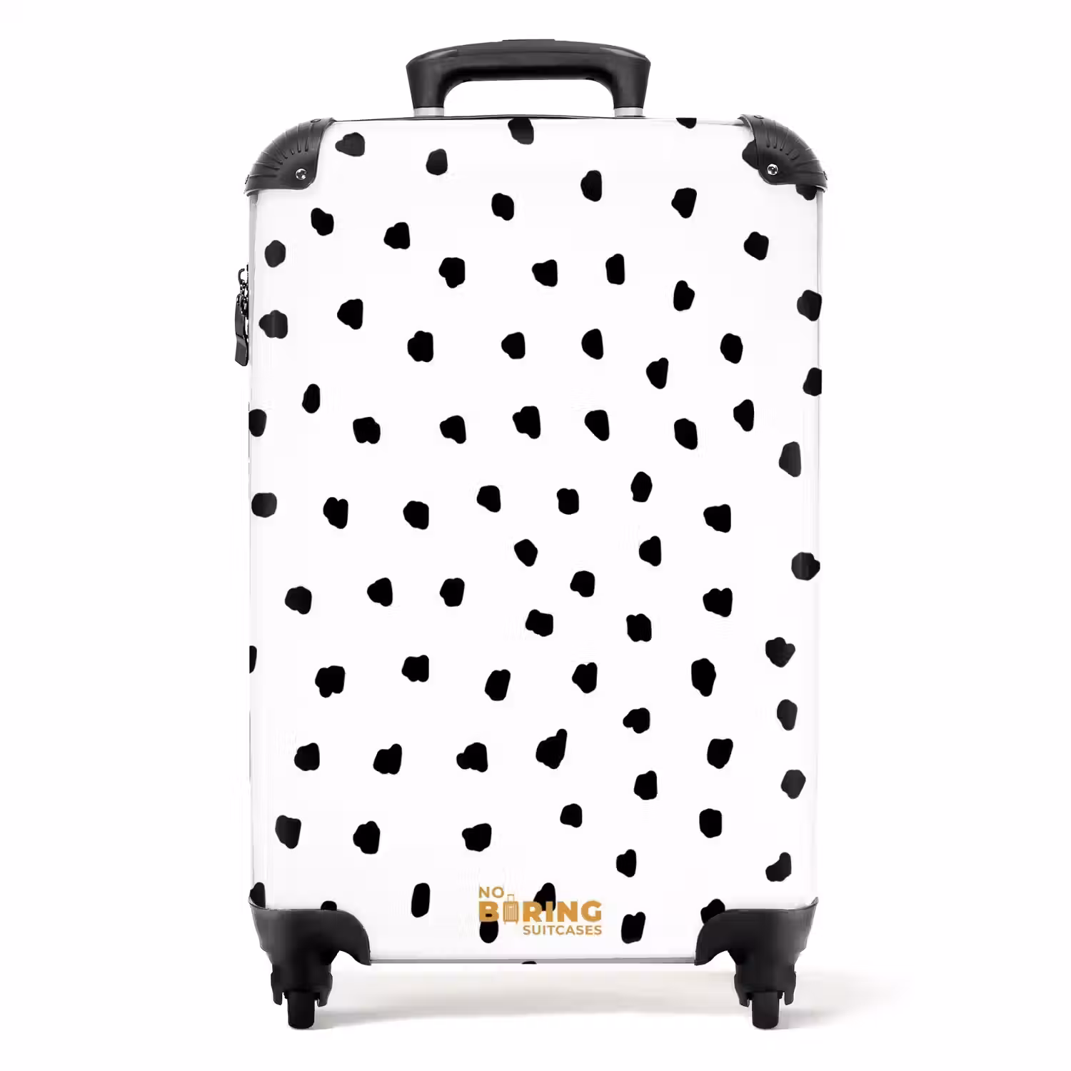 Zwarte stipjes op een witte achtergrond NBS - Handbagage koffer - Volwassenen Unisex middel -productfoto_recht