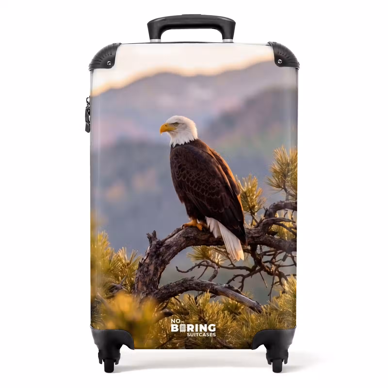 Koffer - Seeadler – Baum – Berge – Grün - Zeearend - Boom - Bergen - Groen NBS - Handbagage koffer - Volwassenen Unisex middel