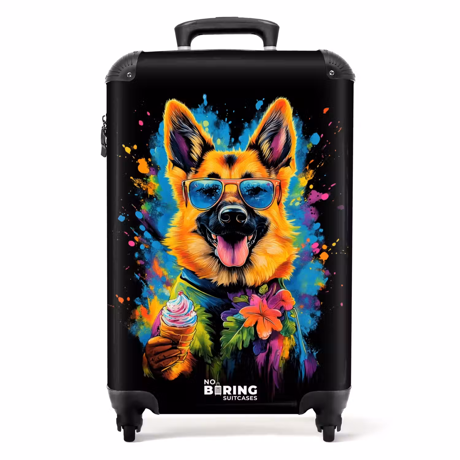 Zomerse hond met kleurrijke graffiti NBS - Handbagage koffer - Unisex middel -productfoto_recht