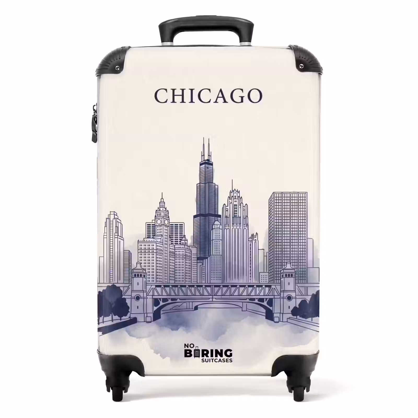 Koffer - Stadt – Skyline – Architektur – Strichzeichnung – Blau - Stad - Skyline - Architectuur - Lijntekening - Blauw NBS - Handbagage koffer - Volwassenen Unisex middel