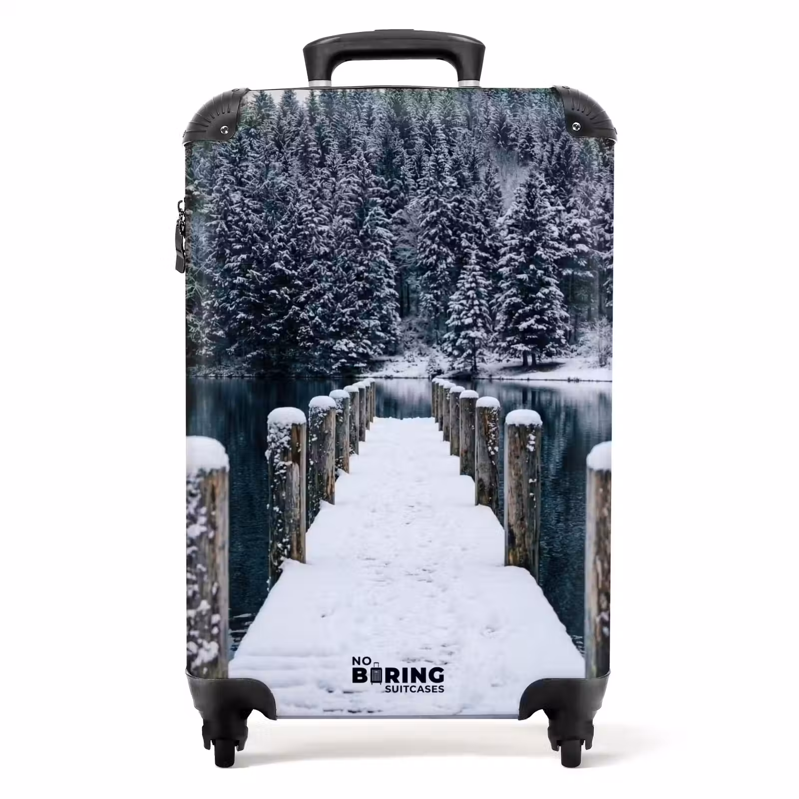 Koffer - Steg – See – Schnee – Berge – Beruhigend - Steiger - Meer - Sneeuw - Bergen - Rustgevend NBS - Handbagage koffer - Volwassenen Unisex middel