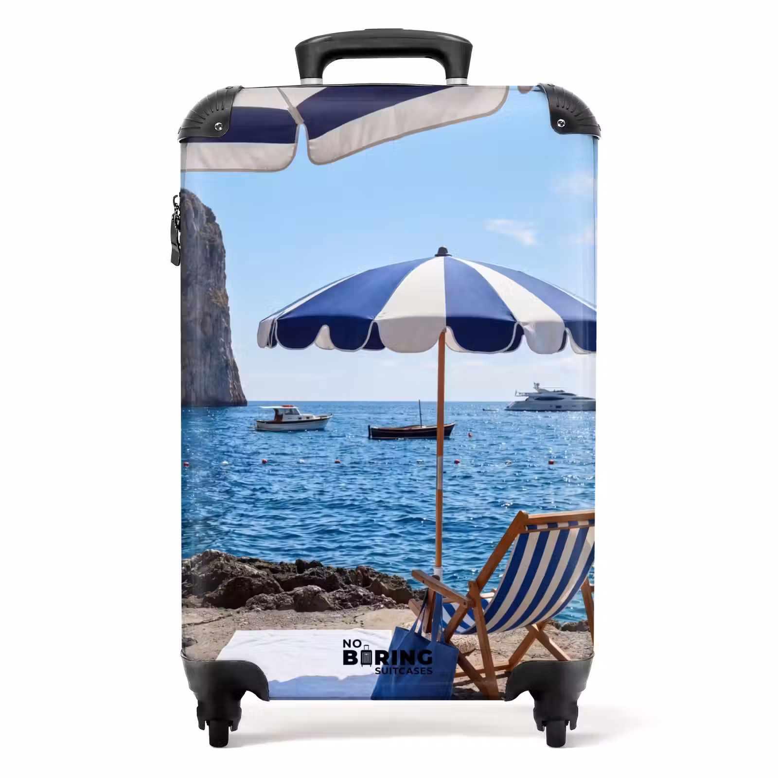 Koffer - Strand – Liegestuhl – Sonnenschirm – Sommer – Blau - Strand - Ligstoel - Parasol - Zomer - Blauw NBS - Handbagage koffer - Volwassenen Unisex middel