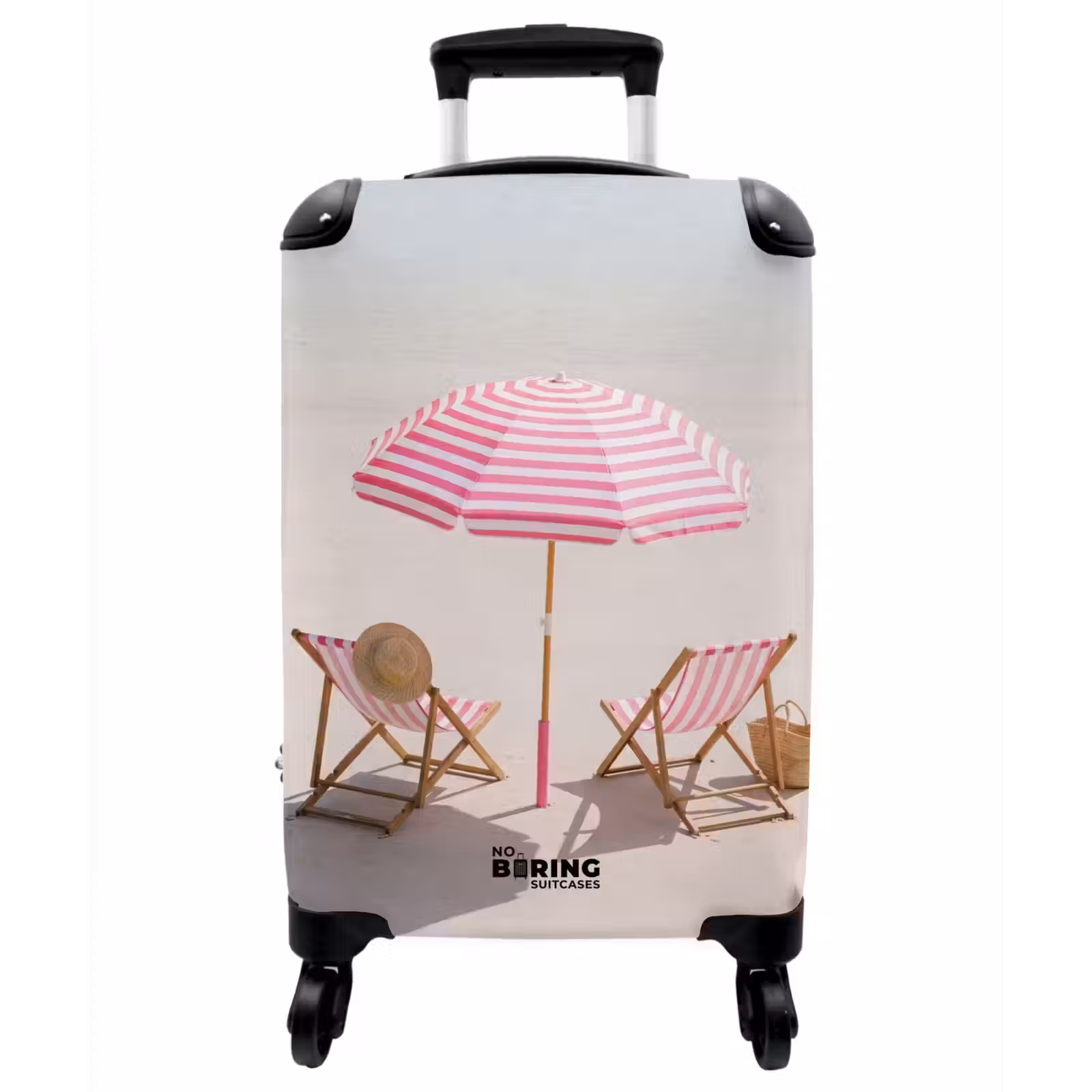 Koffer - Strand – Sonnenschirm – Liegestuhl – Sommer – Rosa - Strand - Parasol - Ligstoel - Zomer - Roze NBS - Handbagage koffer - Vrouwen middel