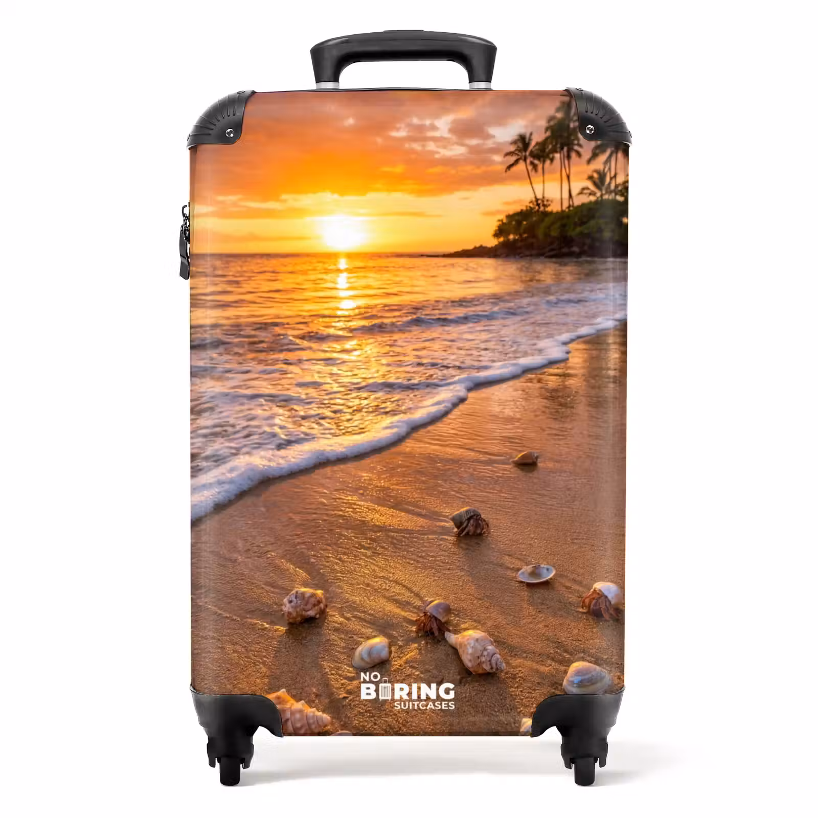 Koffer - Strand – Sonnenuntergang – Palmen – Natur – Orange - Strand - Zonsondergang - Palmbomen - Natuur - Oranje NBS - Handbagage koffer - Volwassenen Unisex middel